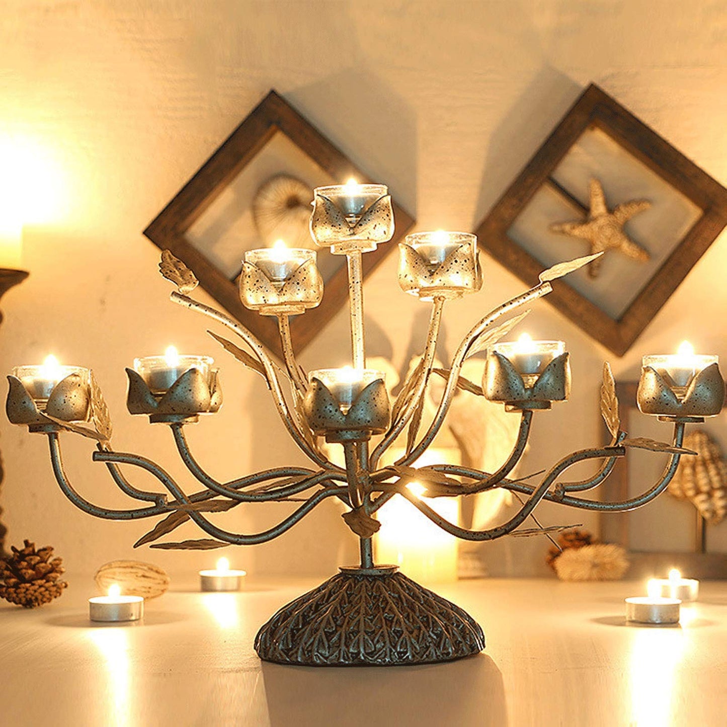 XILIN-1987 Candle Holderss European Style Wrought Iron Candle Holder Romantic Candle Light Dinner Candlestick for Home Decoration Votive Activity Candle Stand Wedding Gift Idea Decorative Candlestick