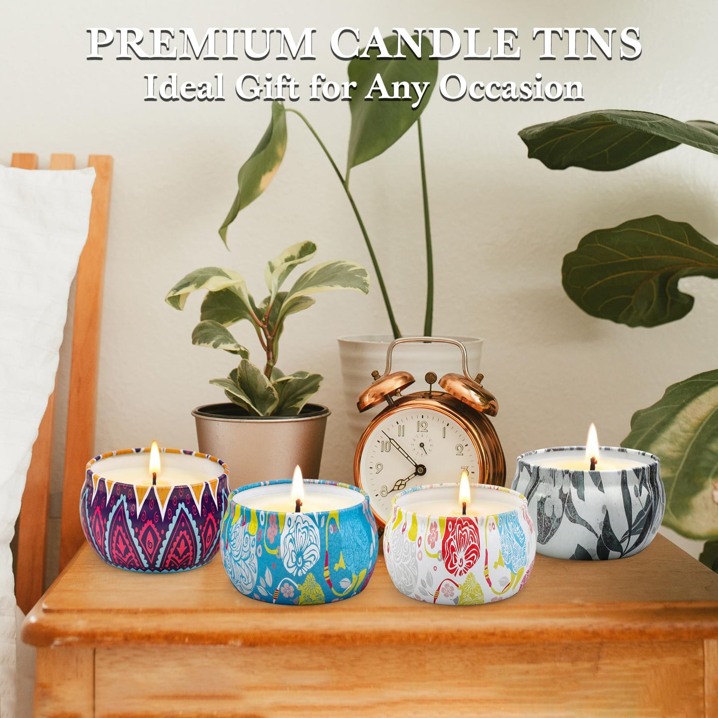 24 Pack Candle Tins 4 oz, Empty Candle Jars with Flower Patterns Round Metal Candle Containers with Lids for Making Candles, Mother's Day Handmade Gifts, Arts & Crafts, Storage, Candle Supplies