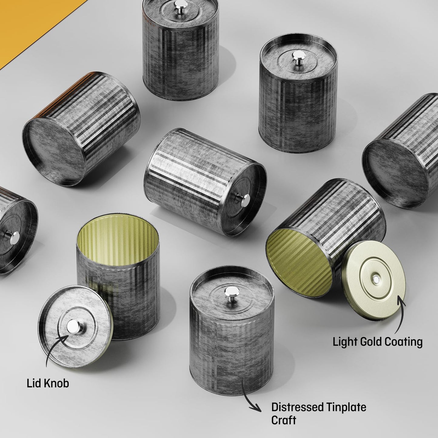 Vintage Tin Box 12-Pack Set (10oz Each can) | DIY Candle Making kit Travel Tin Can Set | Food grade Material Safe Use | DIY Candle Set Gift for Parents, Families, and Gatherings