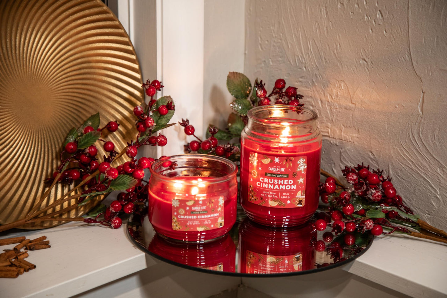 Candle-lite Holiday Scented Candles, Blend of Cinnamon with Nutmeg and Clove, 18 oz Single-Wick Jar, Proudly Poured in USA, Christmas Home Decor, 110 Hours of Burn Time, Holiday Gift for Men and Women