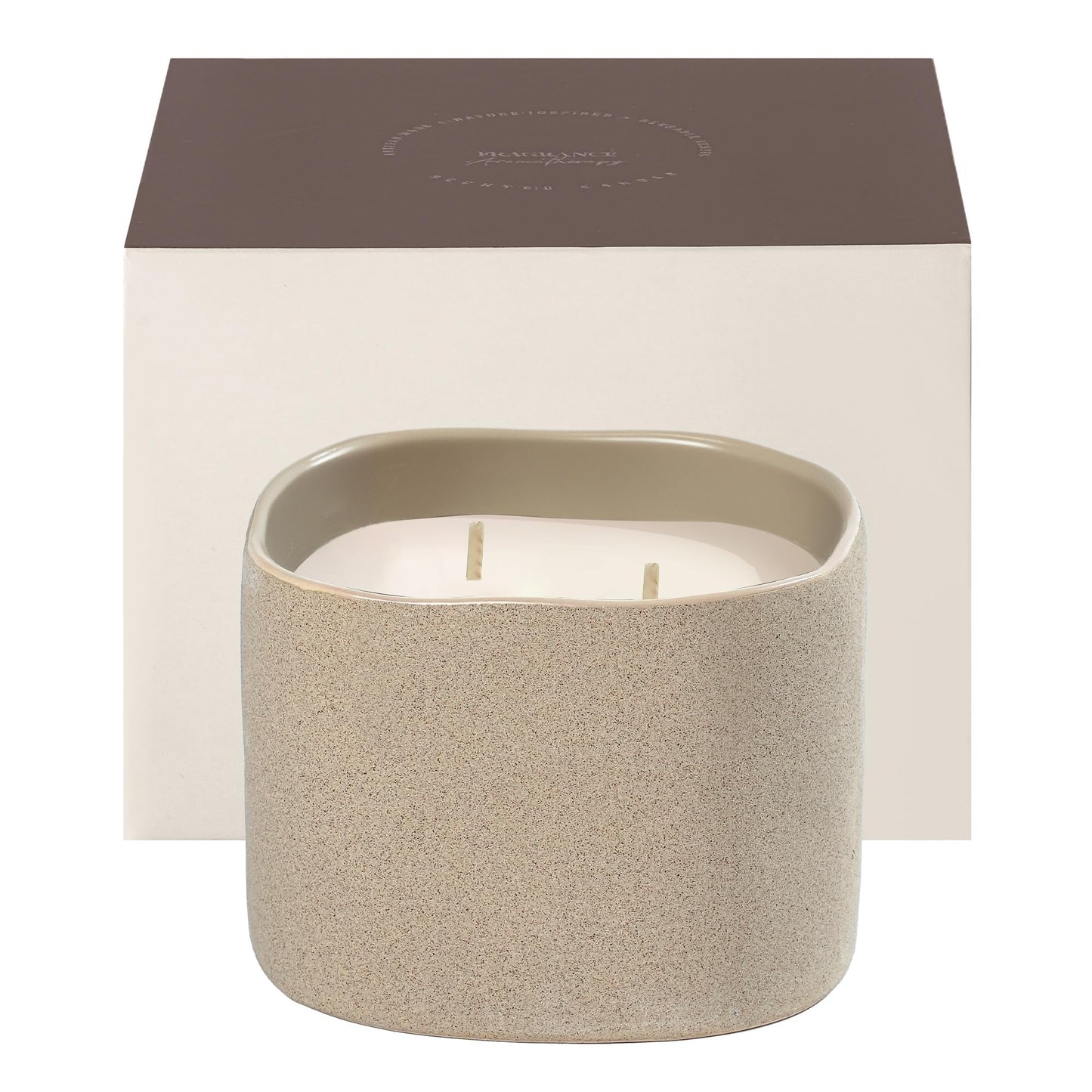 Scented Soy Candles, Large Candle 3 Wicks 19.5oz Japanese Cherry Blossom Ceramic Jar Lava Collection, Gorgeous Gifts for Birthday Thanksgiving Christmas (14.5oz-Mahogany & Teakwood)