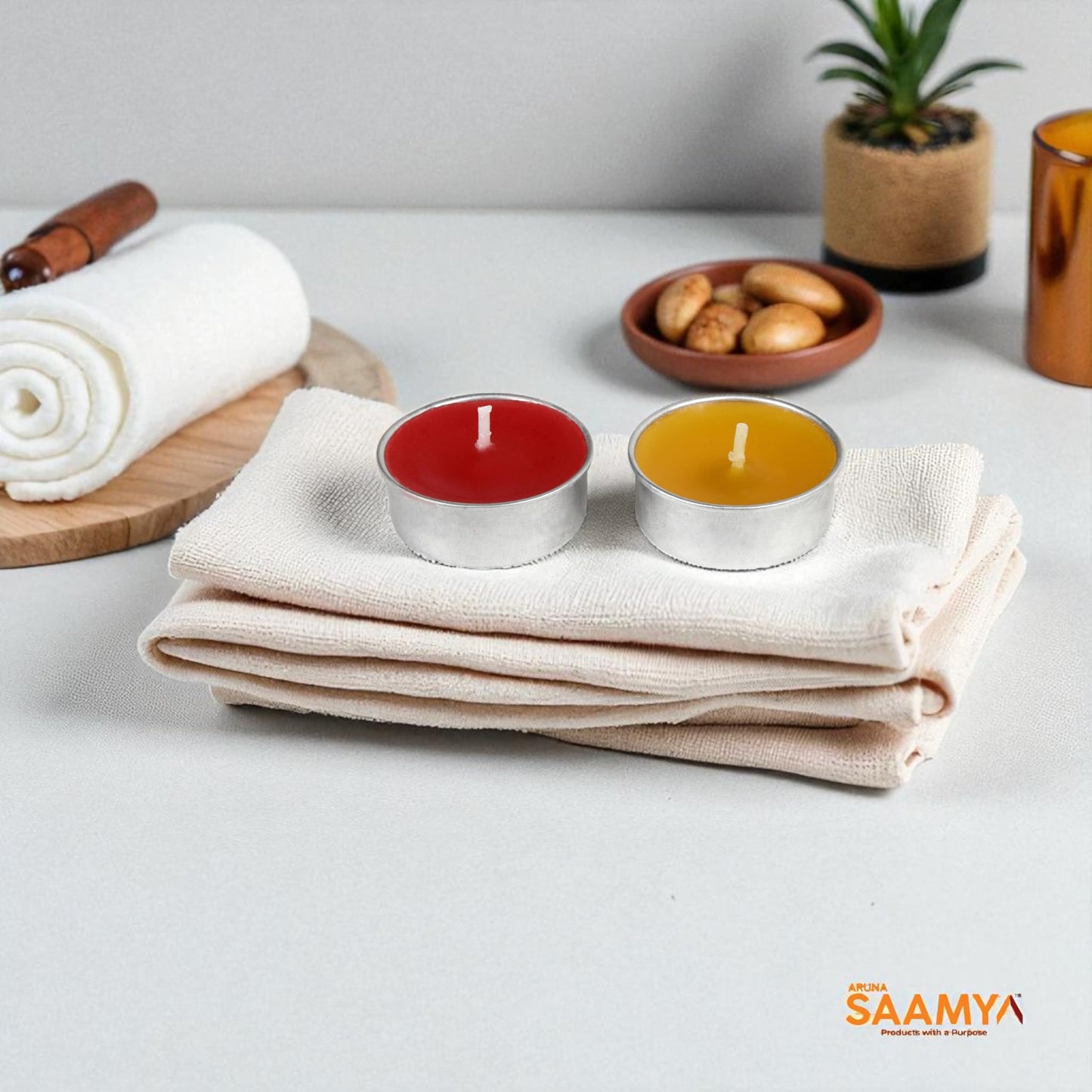 ArunaSAAMYA Handcrafted Scented Tealight Candle I Combo Pack I Rosy Radiance + Vanilla Serenade I Set of 40 (37 cm X 15 cm Each) I 12 GMS Each I Upto 3.5 Hours Burn Time Each