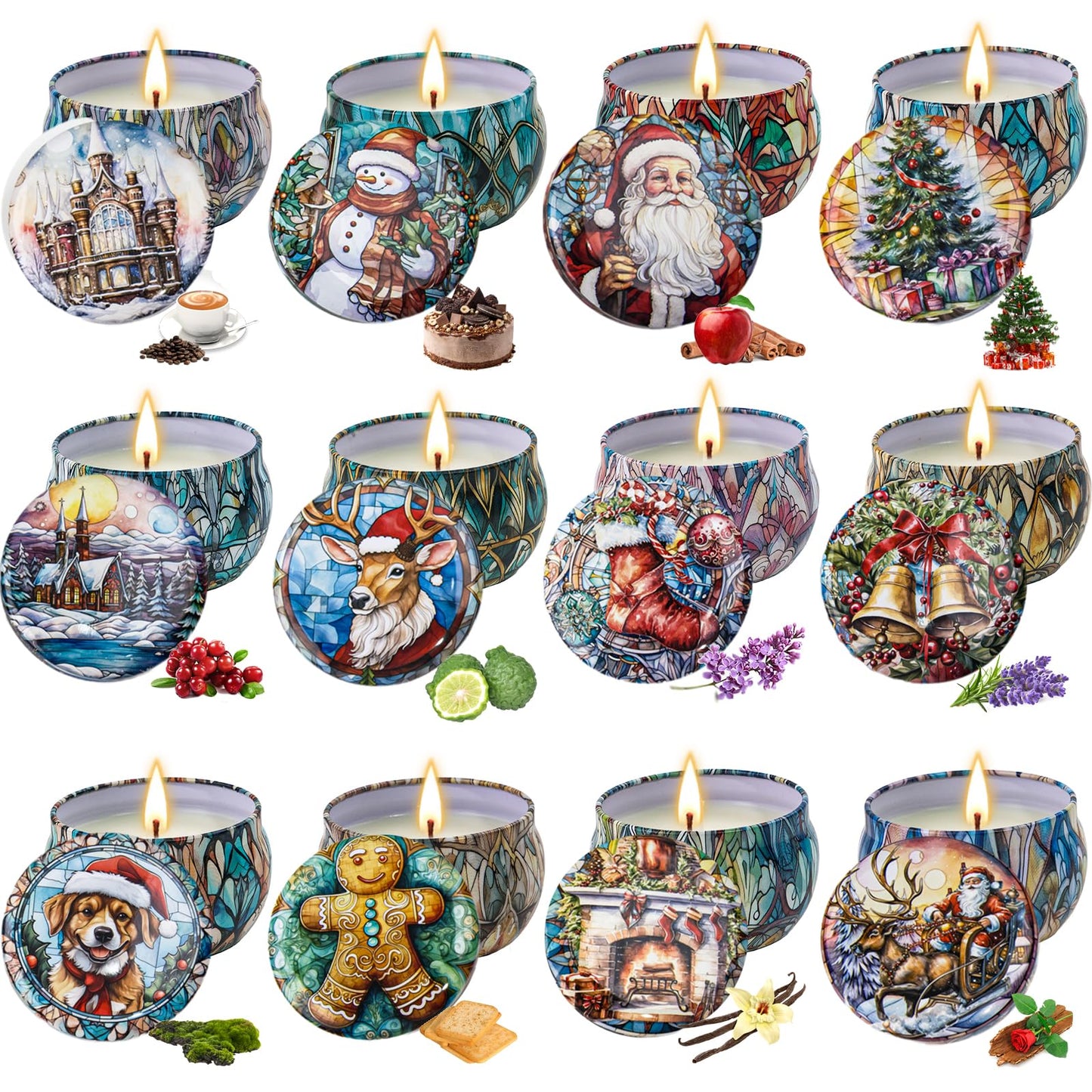 12 Pack Christmas Scented Candles Gifts Set for Women, Candles for Home Scented, 2.5 oz Soy Wax Aromatherapy Candle, Best Gifts for Women Thanksgiving Day Birthday Christmas