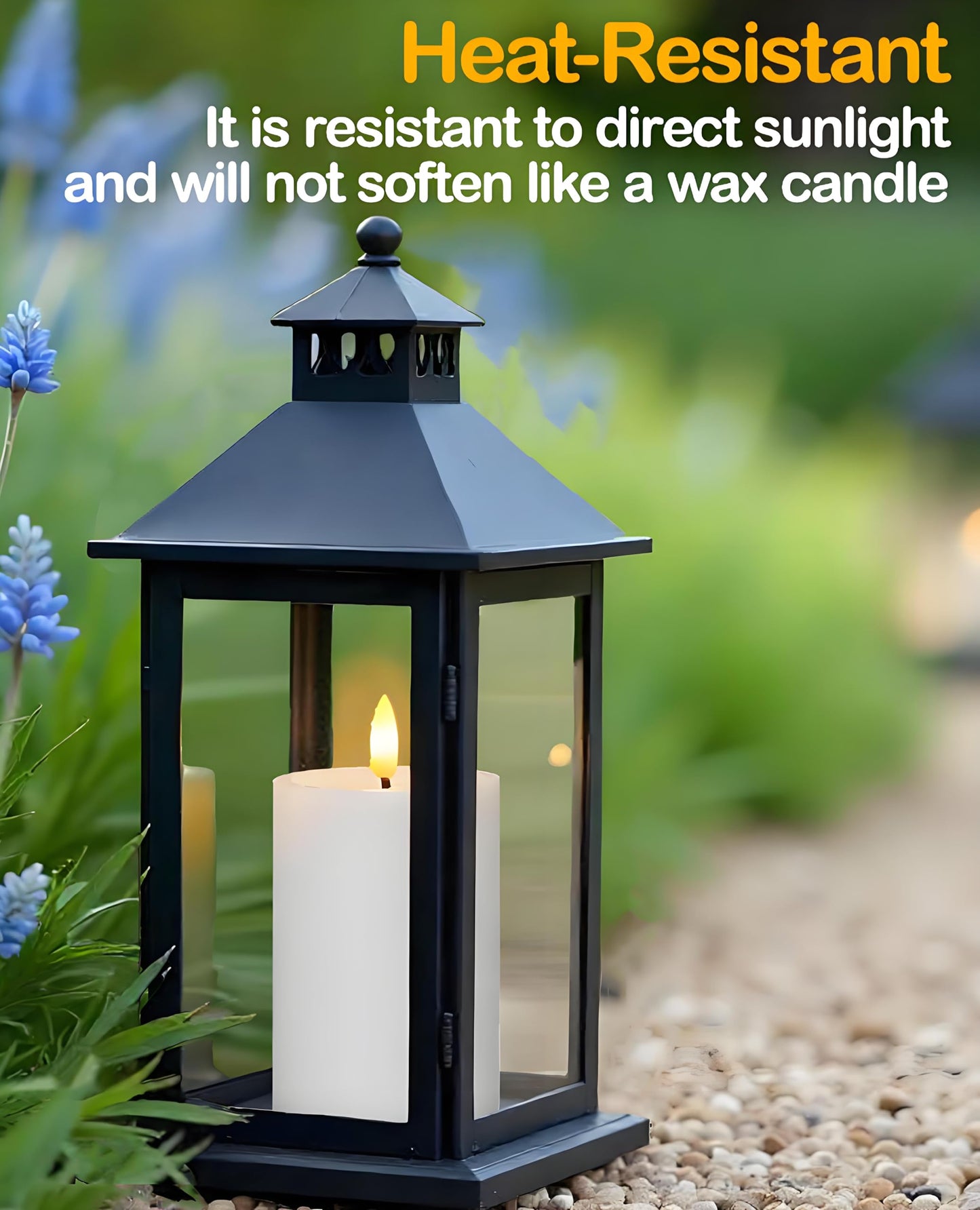 Gmnee 3"x4" Outdoor Waterproof Flameless Candles with Remote and Timers, LED Candles, Battery Operated Candles, Electric Fake Pillar Candles for Patio, Porch, and Lanterns Decor (White, Plastic)