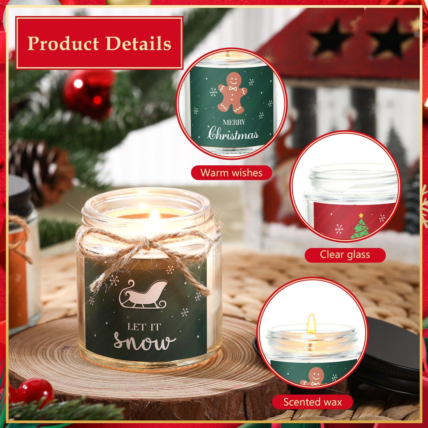 MTLEE 6 Pcs Christmas Candles Gifts Bulk Scented Candle Jars for Coworkers Women Aromatherapy Candles for Home Xmas Birthday Gifts Yoga(Bright Style)