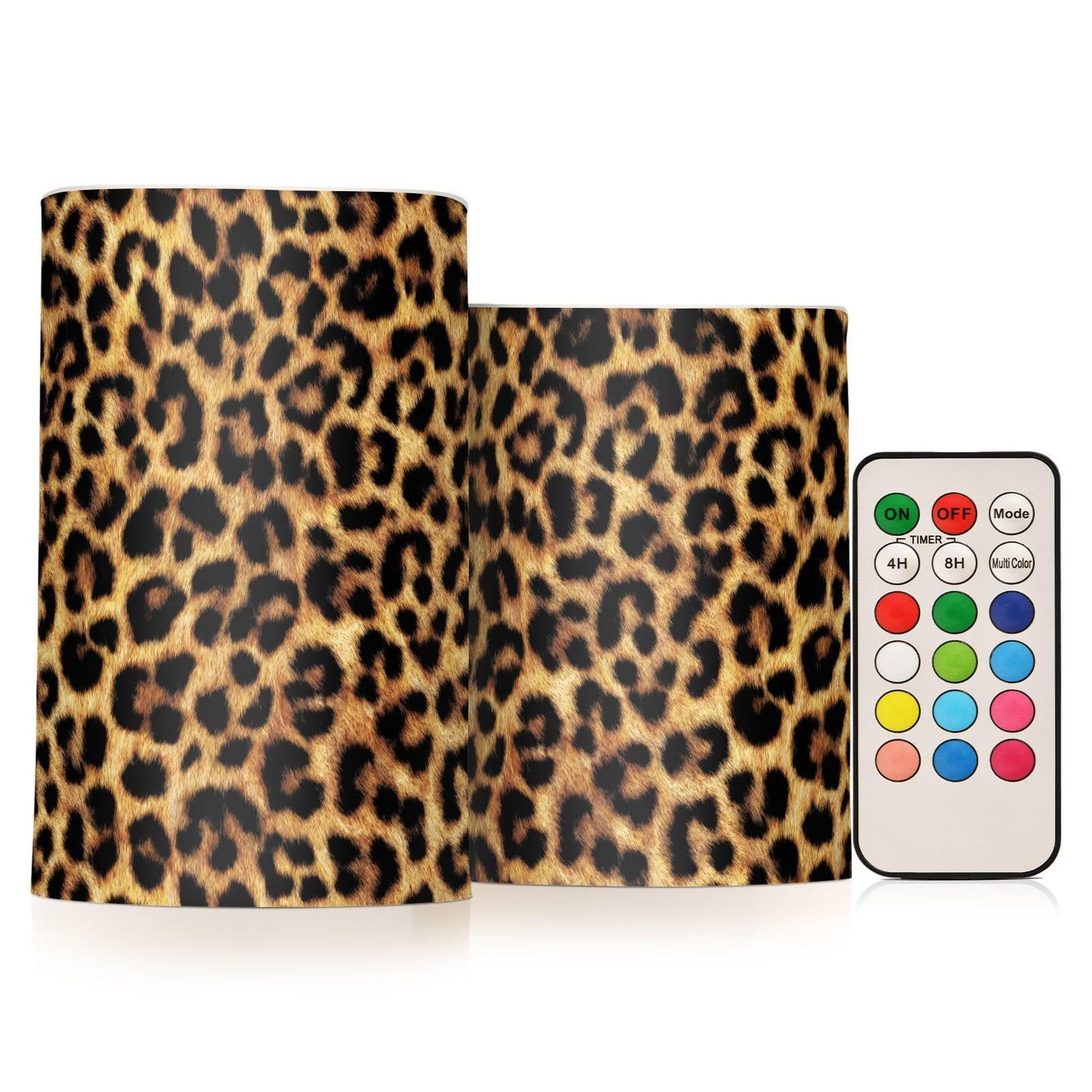 BOENLE Flickering Flameless Candles, Leopard Texture LED Candles with Remote Timer, Set of 2 Battery Operated Candle for Valentine Wedding Birthday