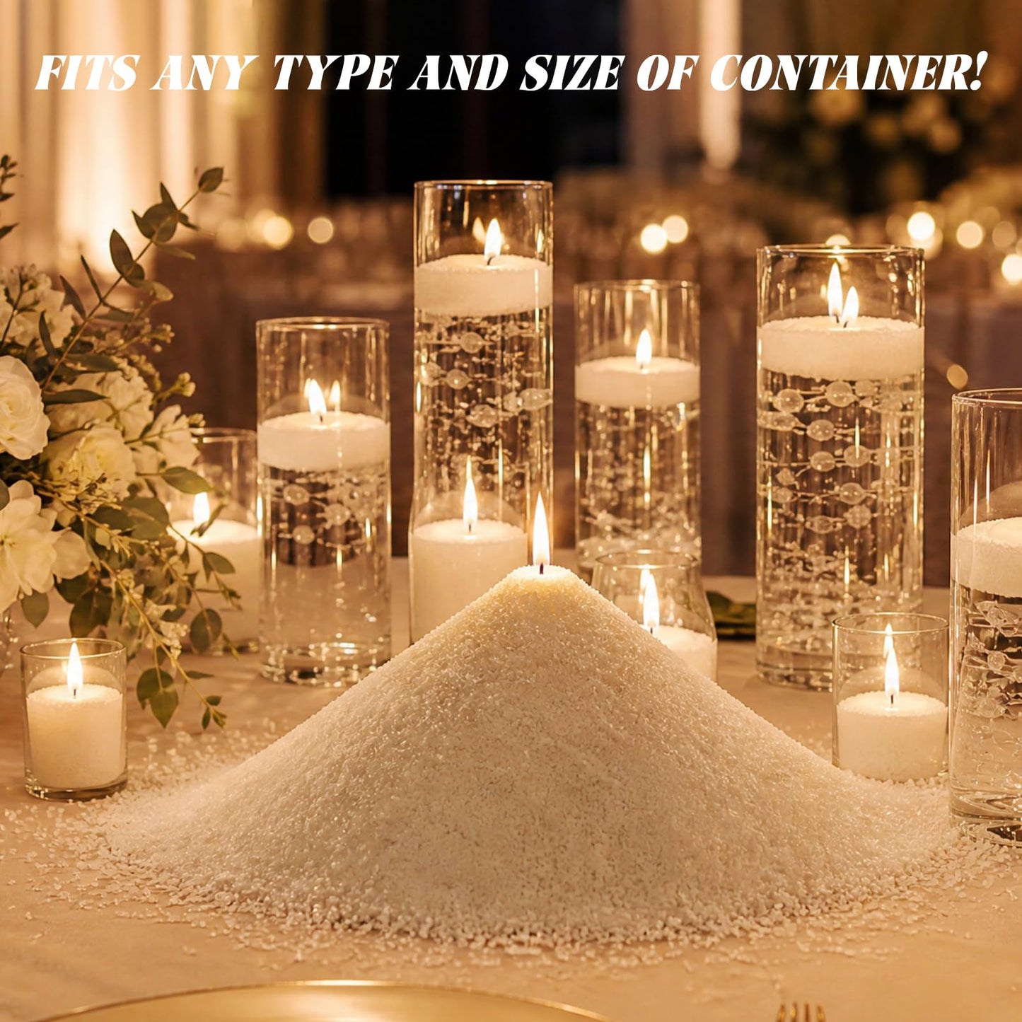 ENCANLIGHT Pearled Candle Sand for DIY Candles with 20 Cotton Wicks 2LB/32Oz Unscented Candle Sand Reusable, Continuous Burning