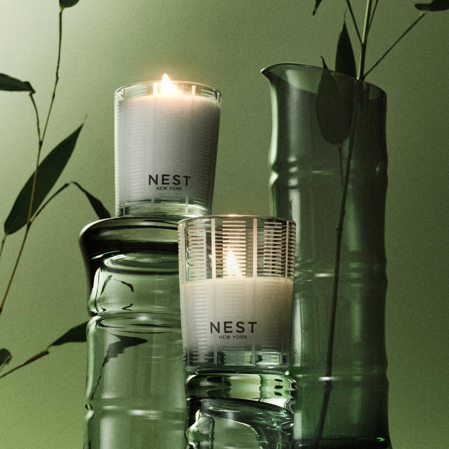 NEST New York Scented Votive Candle, Bamboo - 2 oz - Up to 28-Hour Burn Time - Reusable Glass Vessel