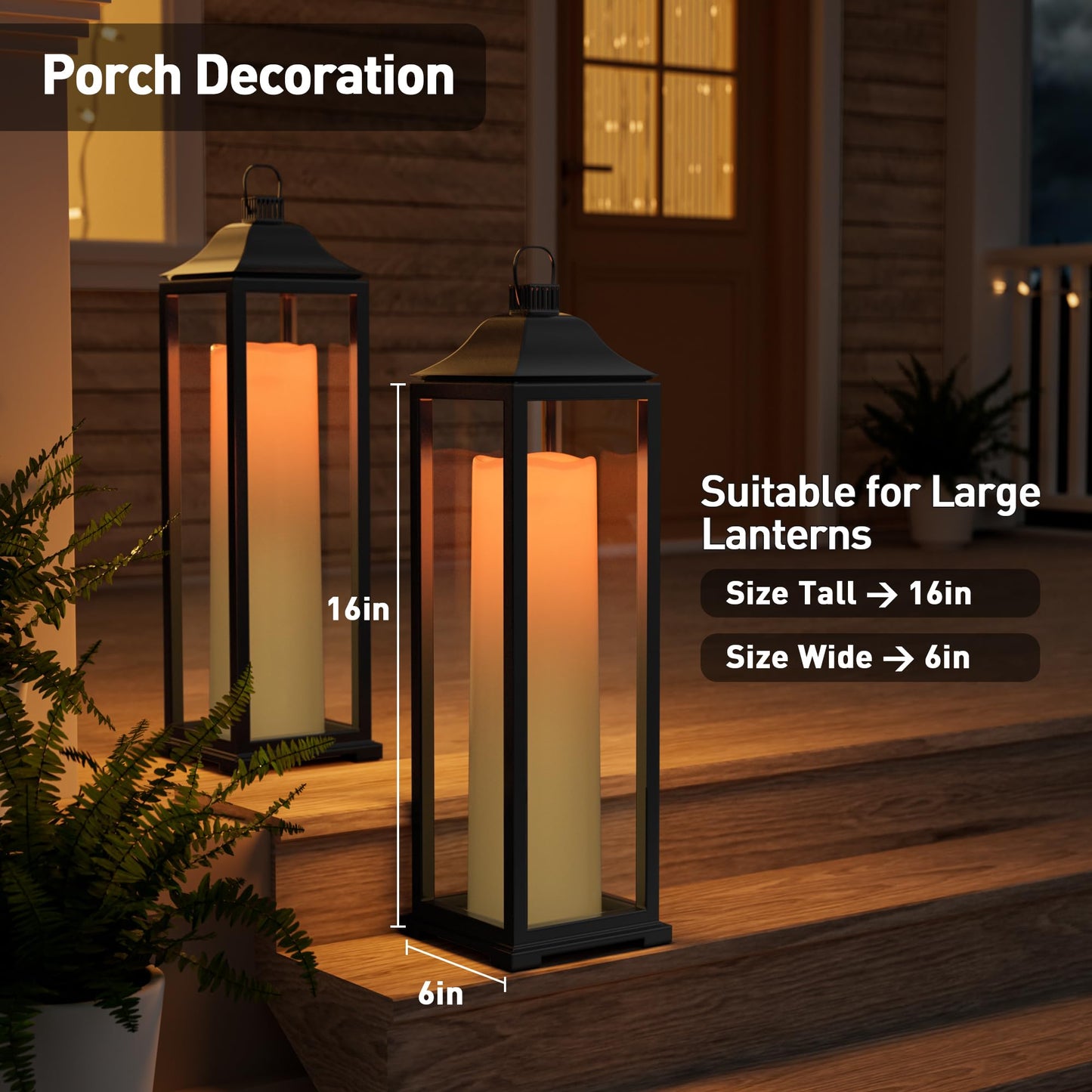 14"×4" Large Outdoor Flameless Candles with Remote Waterproof Battery Operated Candles with Timer LED Pillar Candles Flicking for Home Decoration Porch Wedding Fireplace Lantern, Ivory-Yellow