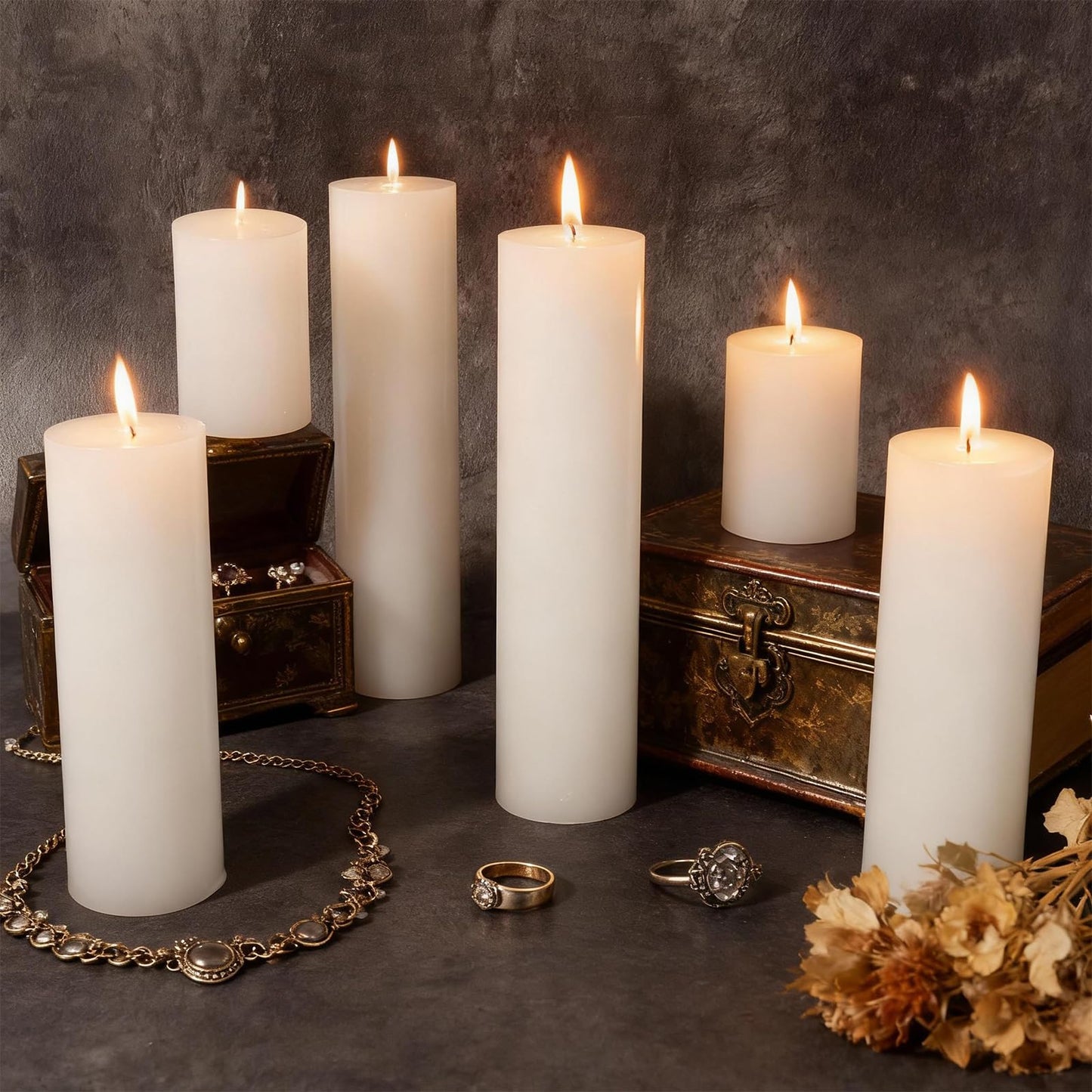 Veiuwa 36 Pack White Pillar Candles Bulk Set, 2x3 2x6 2x8 Inch - 12 Each Size, Dripless Smokeless Clean Burning for Wedding Centerpieces, Home Decor, Church, Romantic Ambiance！