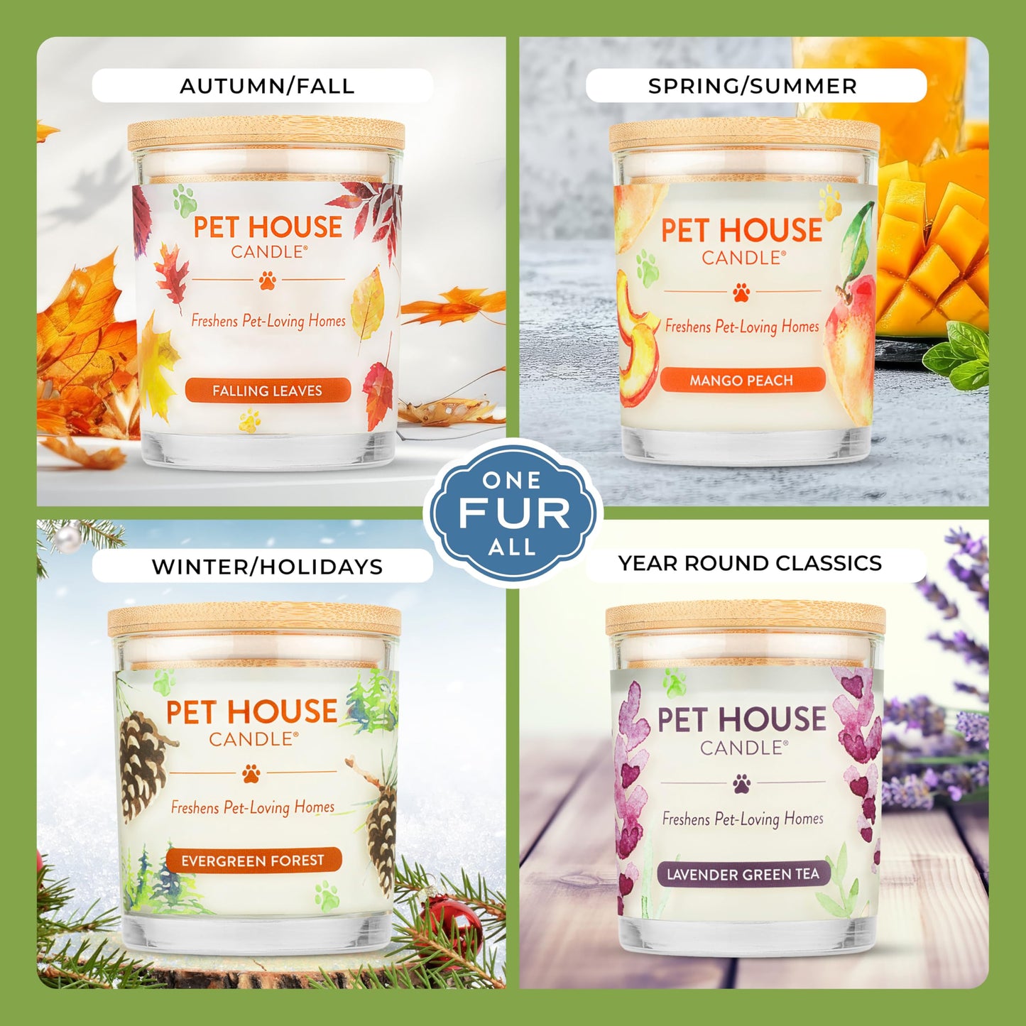 Pet House Candles, Long Burning Scented Candles for Pet Odors, Plant-Based, 60 Hour Burn Time - Lemongrass, 9 oz