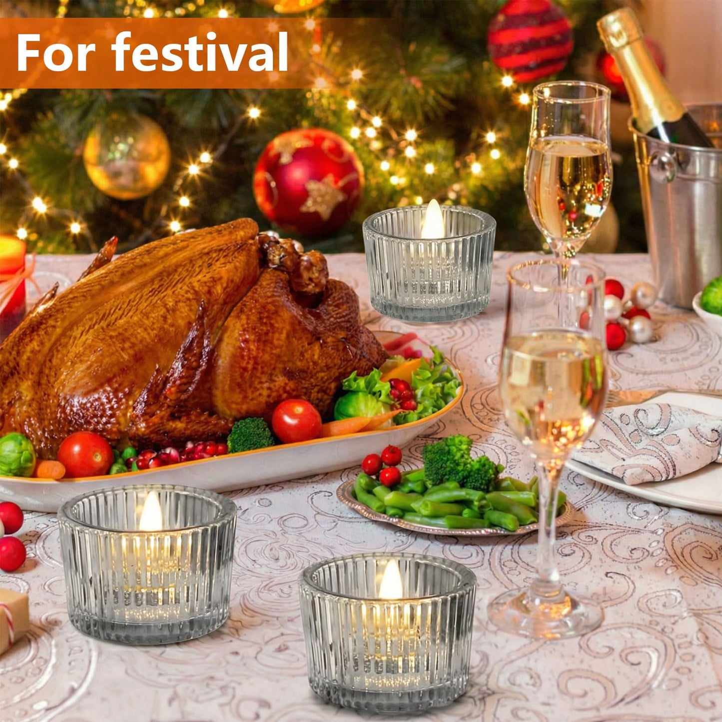 JOYIT Black Votive Candle Holders Bulk Set of 12, Tealight Candle Holder for Wedding Table Centerpiece, Glass Small Candle Holders for Birthday Party, Valentine's Day, Home Decor (2''X 1.4'')