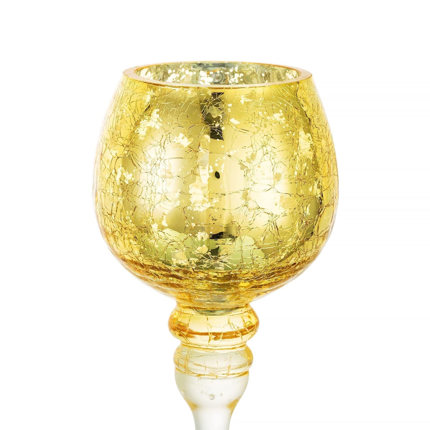 Inweder Glass Tealight Candle Holder: Gold Mercury Votive Holders 9/10/12 Inch Tall Long Setm Floating Candle Holders for Christmas Dining Table Centerpiece Wedding Party Set of 3