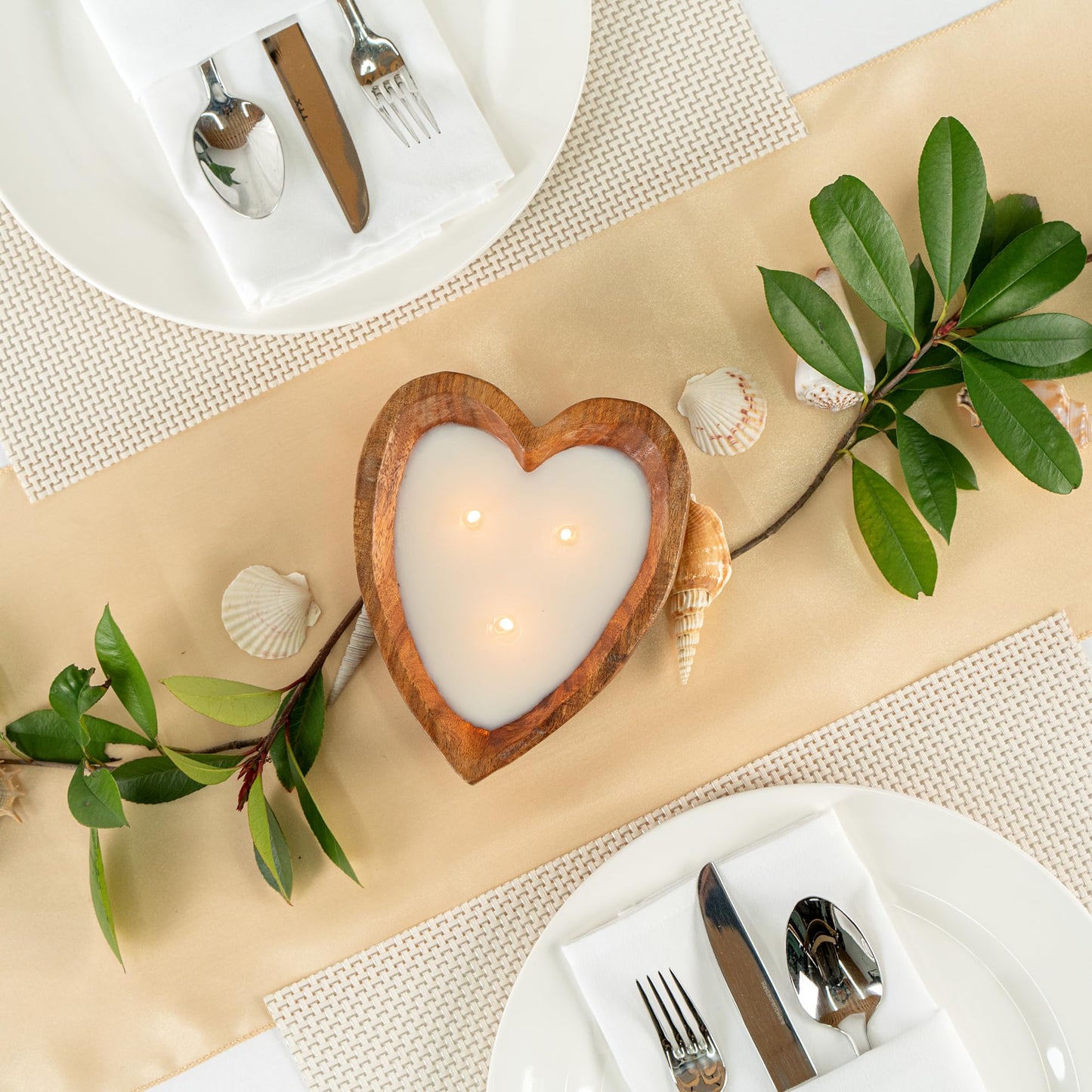 Restaurantware-Coco Casa 7.1 x 5.5 x 2 Inch Heart Wood Dough Bowl Candle, 1 Handpoured Bread Bowl Candle - Coconut Mango Fragrance, Double Wax Blend, Soy Wax Scented, Cotton Wick