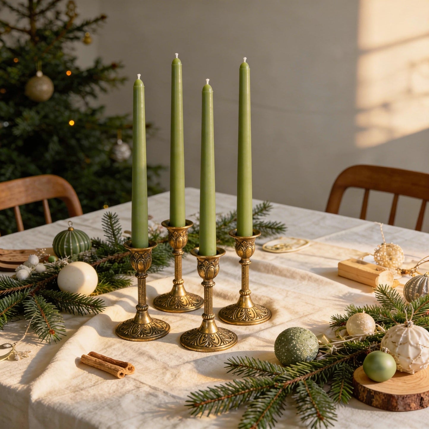 Viyffo Taper Candles, 10 Inch, 20 Pack, Olive Glow – Unscented, Dripless & Smokeless Design, Up to 8 Hour Burn – Long Tall Taper Candlesticks for Wedding, Dinner & Home Decor