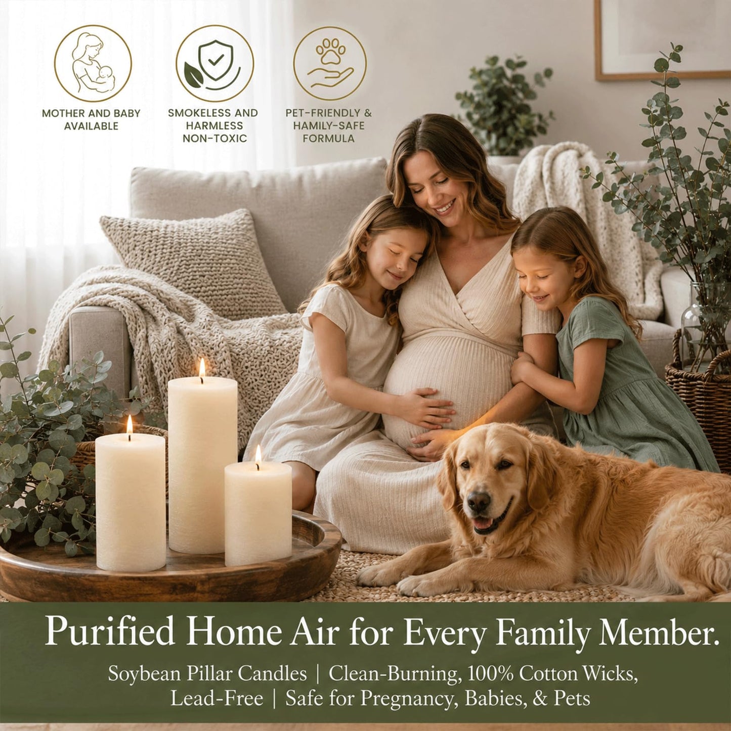 4 Pack Soy White Pillar Candles,Natural Soybean Pillar Candles,55 H Long Lasting Burning-Unscented,Dripless and Smokeless Rustic White Hand-Poured Candles Dinner Table,for Wedding,Home Decor 2.8x4in