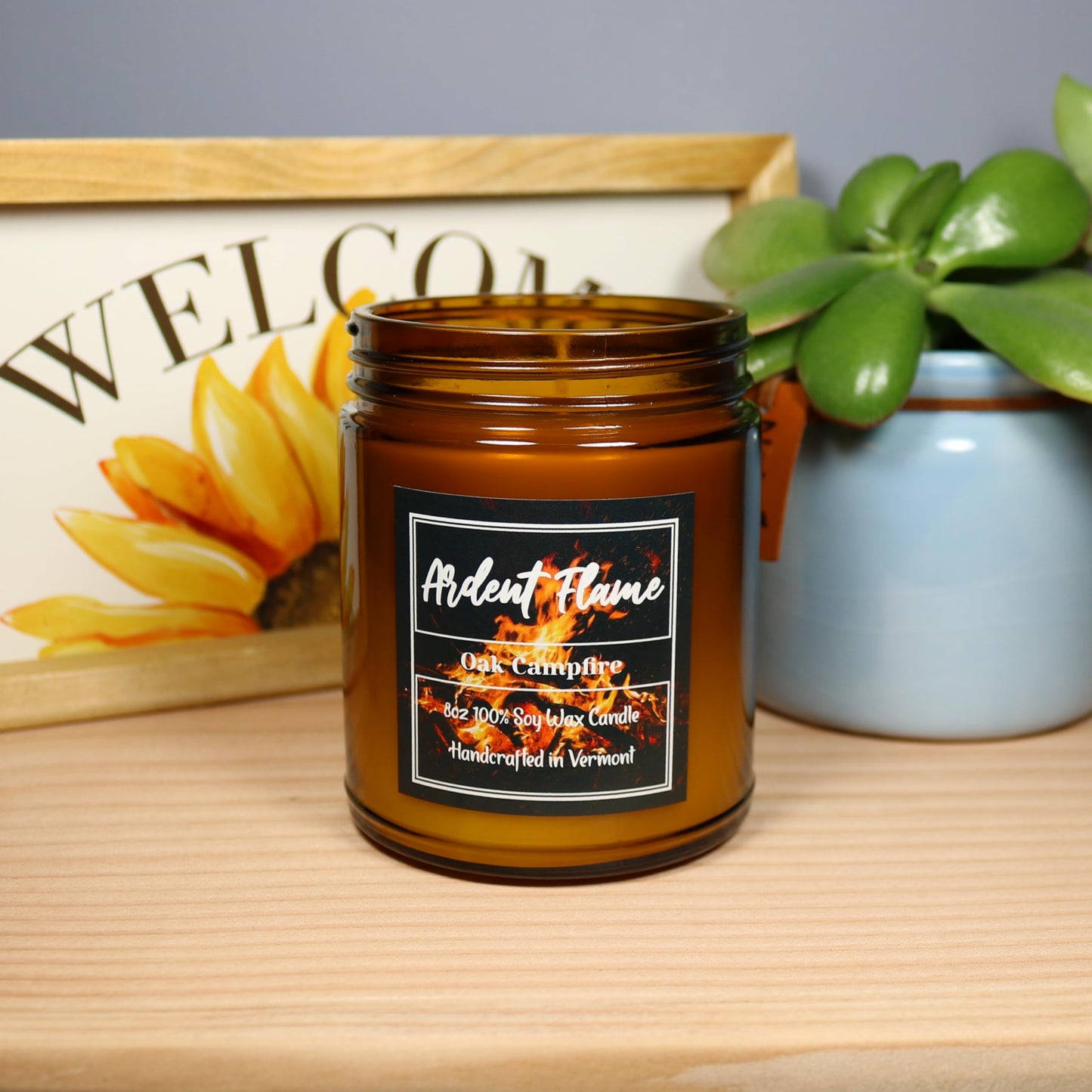 Ardent Flame Candles | Oak Campfire | 100% Natural Soy Wax Candle for Home Decor | Highly Scented | Premium Fragrance | Handmade in Vermont, USA | 8 oz | Long Lasting | Gift for Women and Men