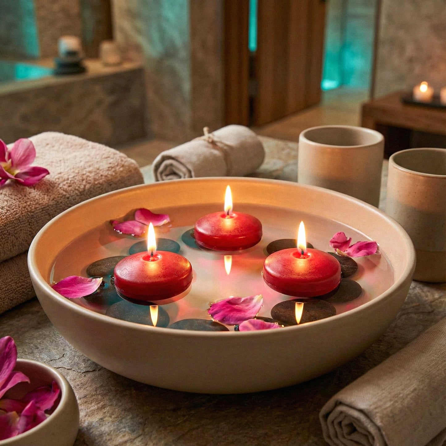 Floating Candles 3 inch Red, Unscented Dripless Wax Discs | Made in USA Long Burning Floating Candles for Centerpieces 8-10 Hour Burn Time, Weddings, Parties, Home Décor & Holidays - Royal Imports
