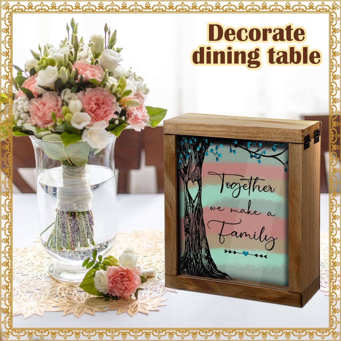 Anglechic Wedding Unity Sand Ceremony Kit with Wood Box 4 Ceremony Vase 4 Wedding Sand Function Sets for Marriage Bridal Party(Bright Color,Tree)