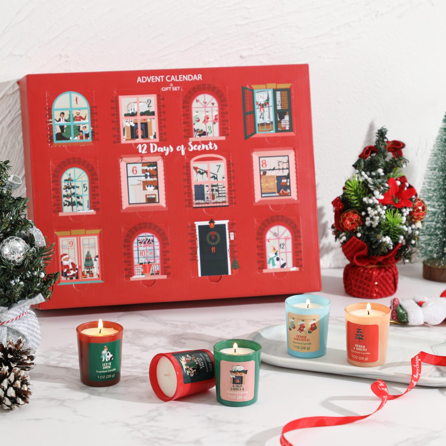 12 Days of Christmas Candles Set – Countdown Candle Advent Calendar with 12 Scented Soy Wax Candles – Christmas Candles Gifts for Women, Family, Friends, 12 Days of Xmas Gift Ideas