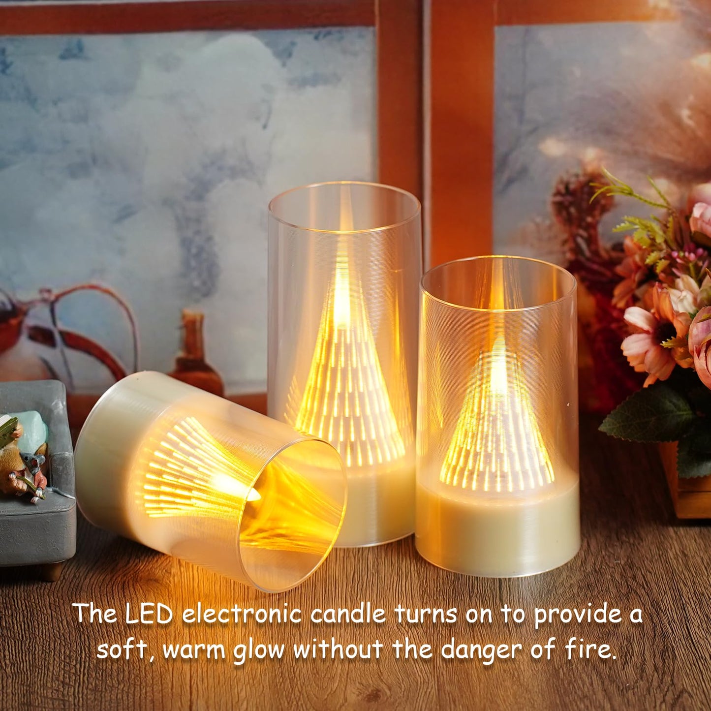 Eebus LED Flameless Candles with Remote - Battery Operated,Fake Candles for Home Décor Tapered Glowing Pillar Candle Lights Add a Warm and Romantic Atmosphere Set of 2 (D 3"×H 6" 6") (Ivory)