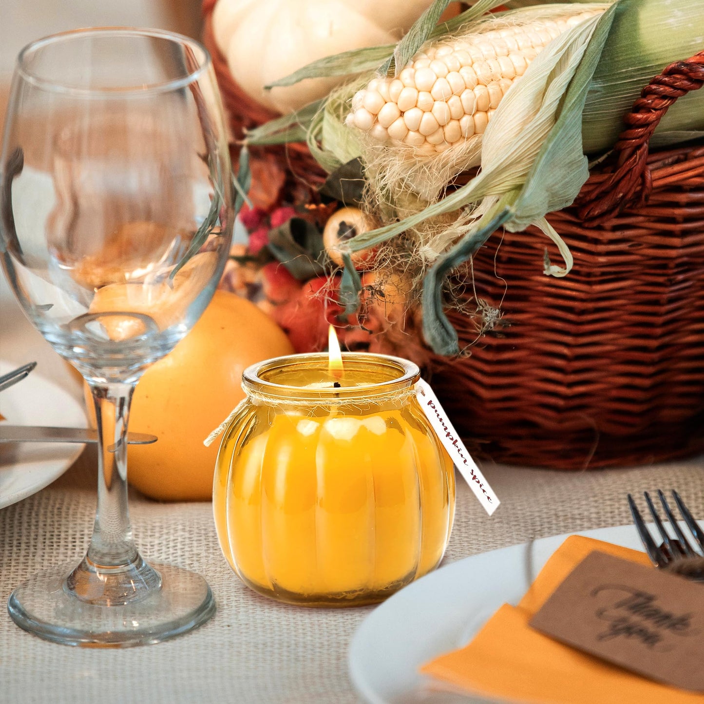 Fall Candles,3Pcs Pumpkin Shaped Candles, Fall Scented Candle,Pumpkin Spice Scented Candle Set of 3,Thanksgiving Gifts for Women,3 x 5oz