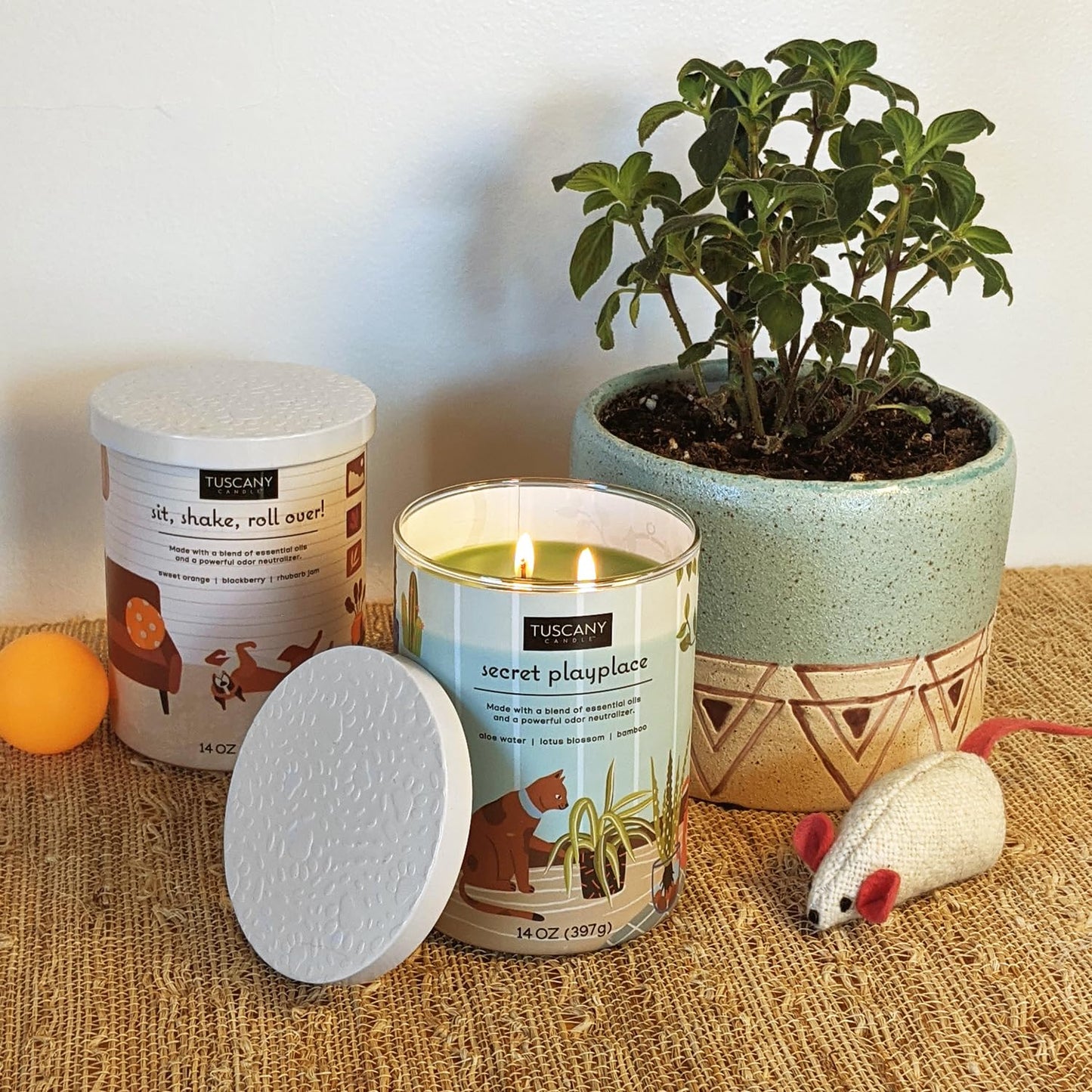 Tuscany Candle Secret Playplace: Lotus Blossom Scented Pet Odor Neutralizing Candle, 14 oz