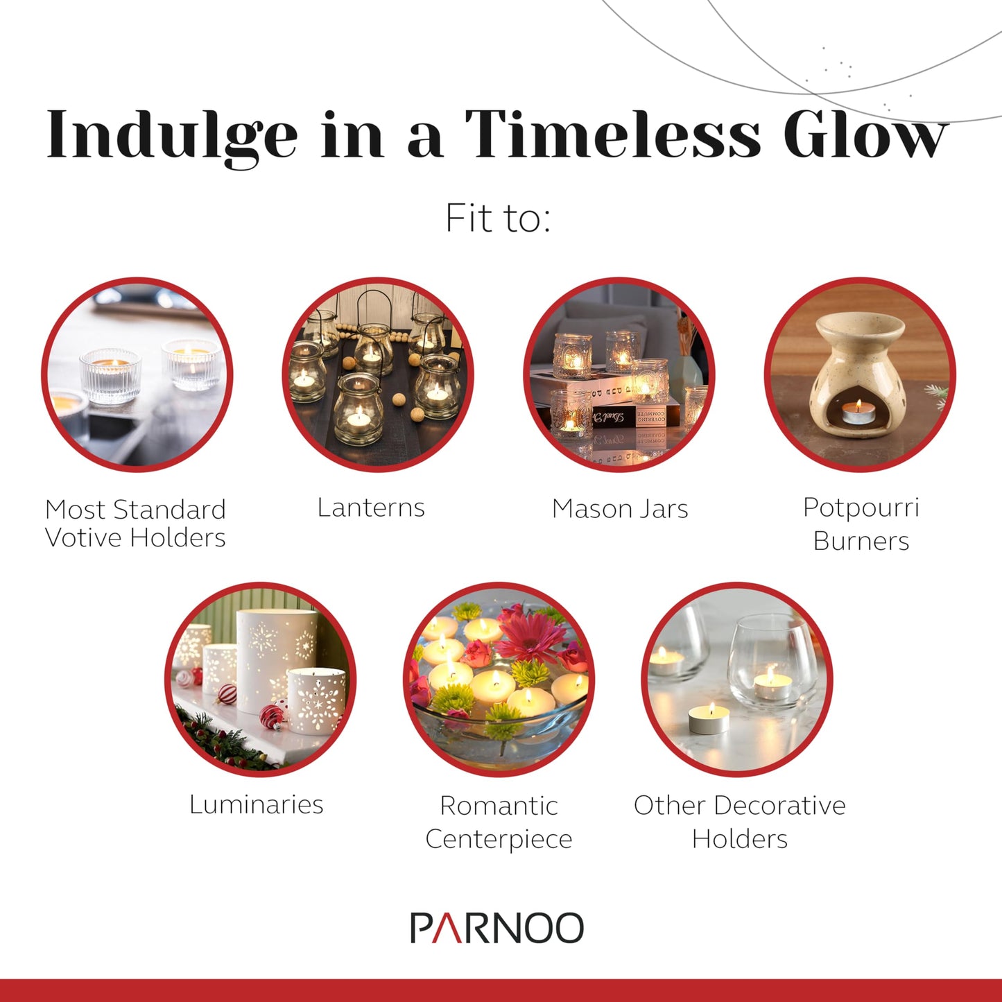 Tea Light Candles in Metal Cups - 8 Hours Clean, Long Burning White Unscented - 250 Votive Candles Bulk for Romantic Dinner, Wedding, Spa & Hotels by PARNOO