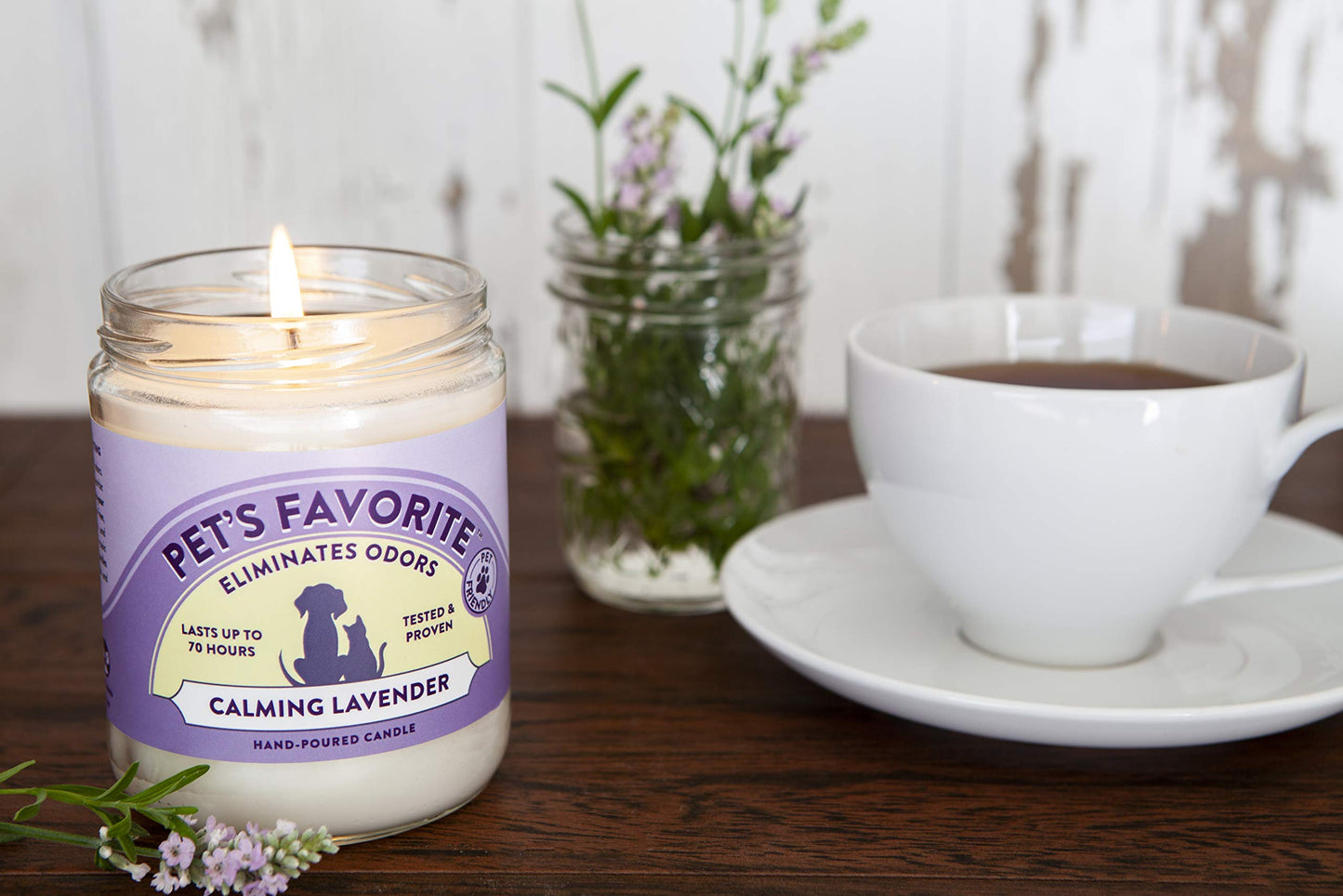 Pet's Favorite Calming Lavender Pet Odor Candle, Clean Burning, Long Lasting Scented Candles with a Natural Fiber Wick and 70 Hour Burn Time, Pack of 1