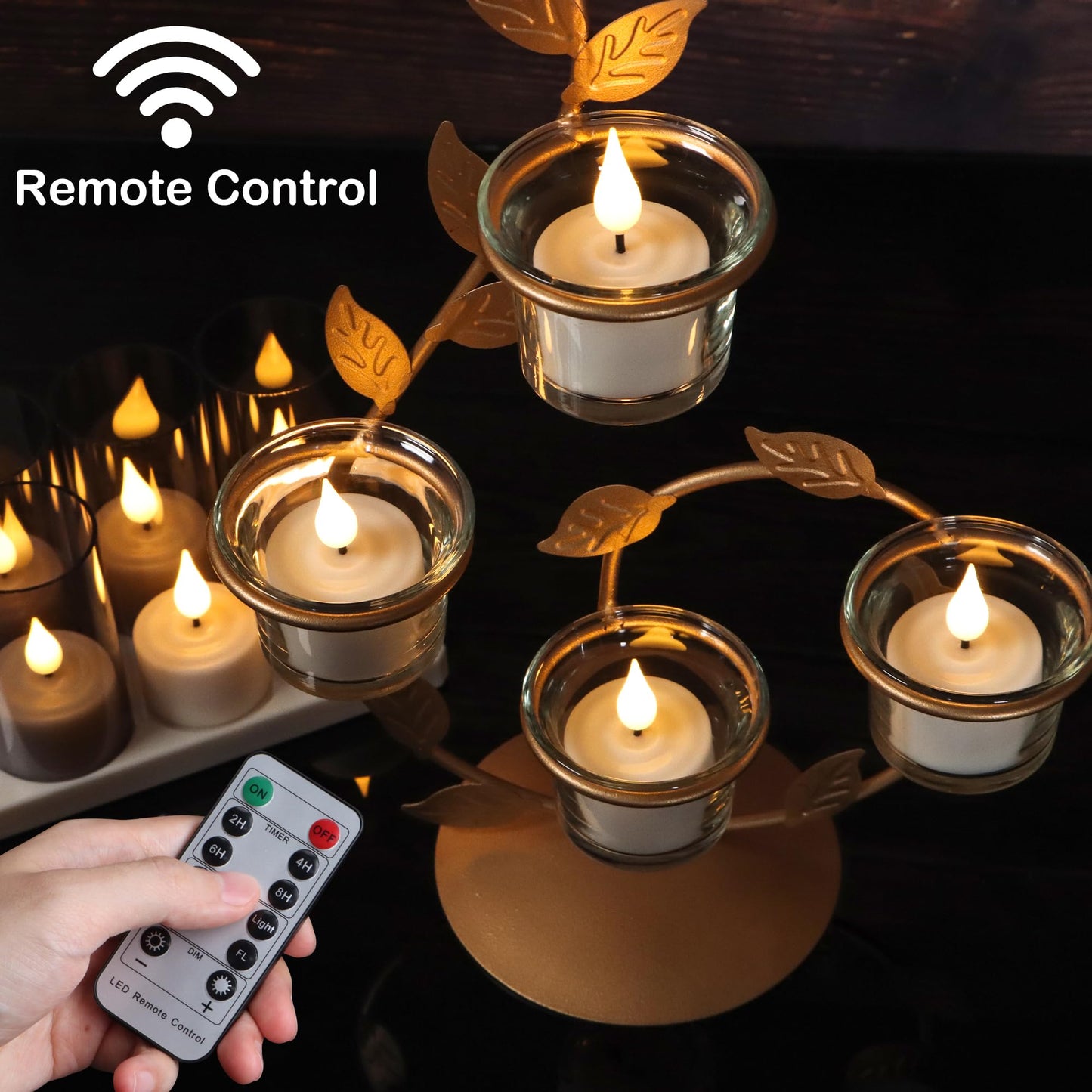yunsheng Rechargeable Flameless Tea Lights Candles with Remote Timer & Charging Base, 12pcs Battery Operated LED Votive Candles Flickering for Home Halloween Chirstmas Lantern Candle Holder Decoration