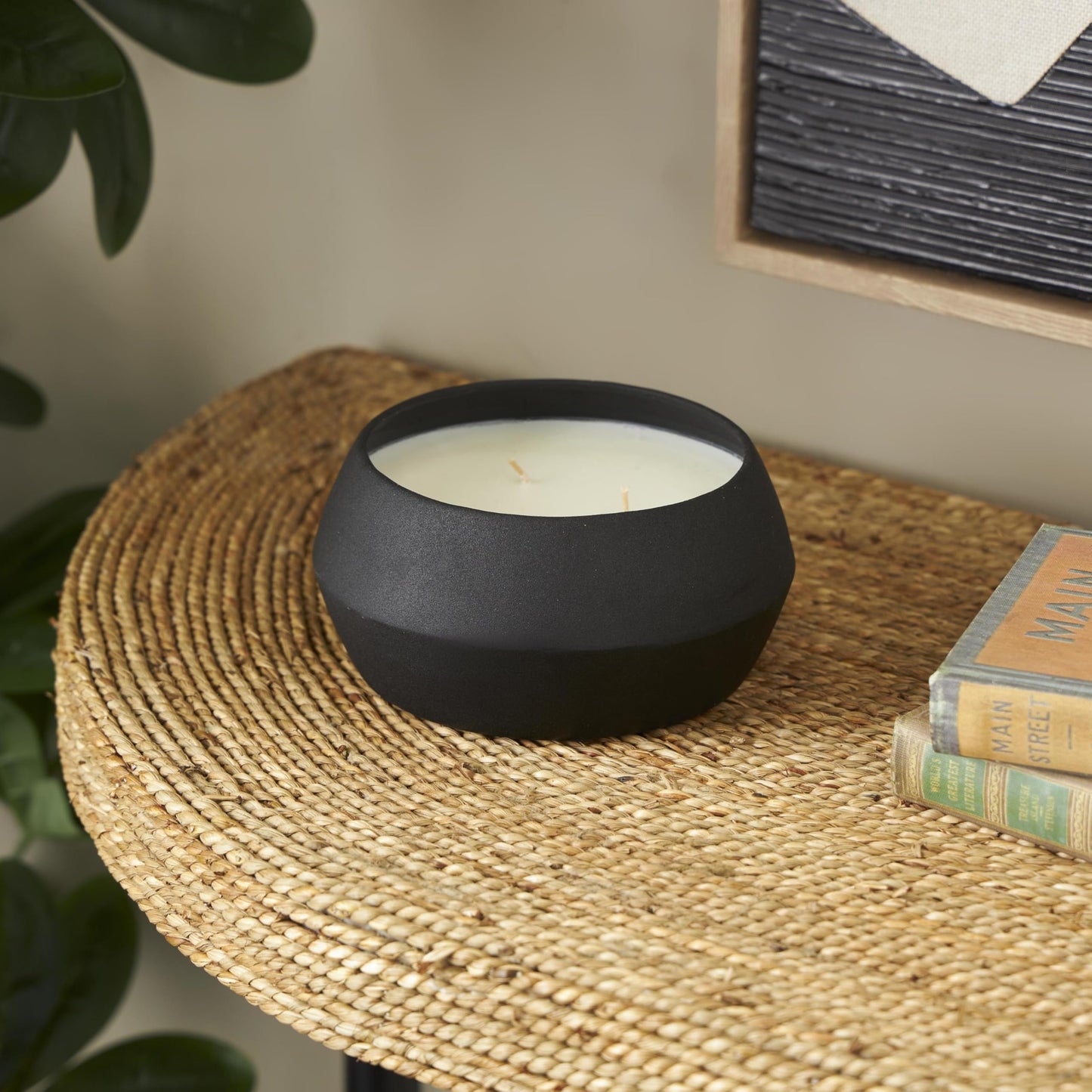 Deco 79 Metal Decorative Candle Tangerine Splash Scented Textured 30oz 3 Wick Aromatherapy Candle with White Wax, Wax Aromatherapy Candle 4" x 4" x 2", Cream