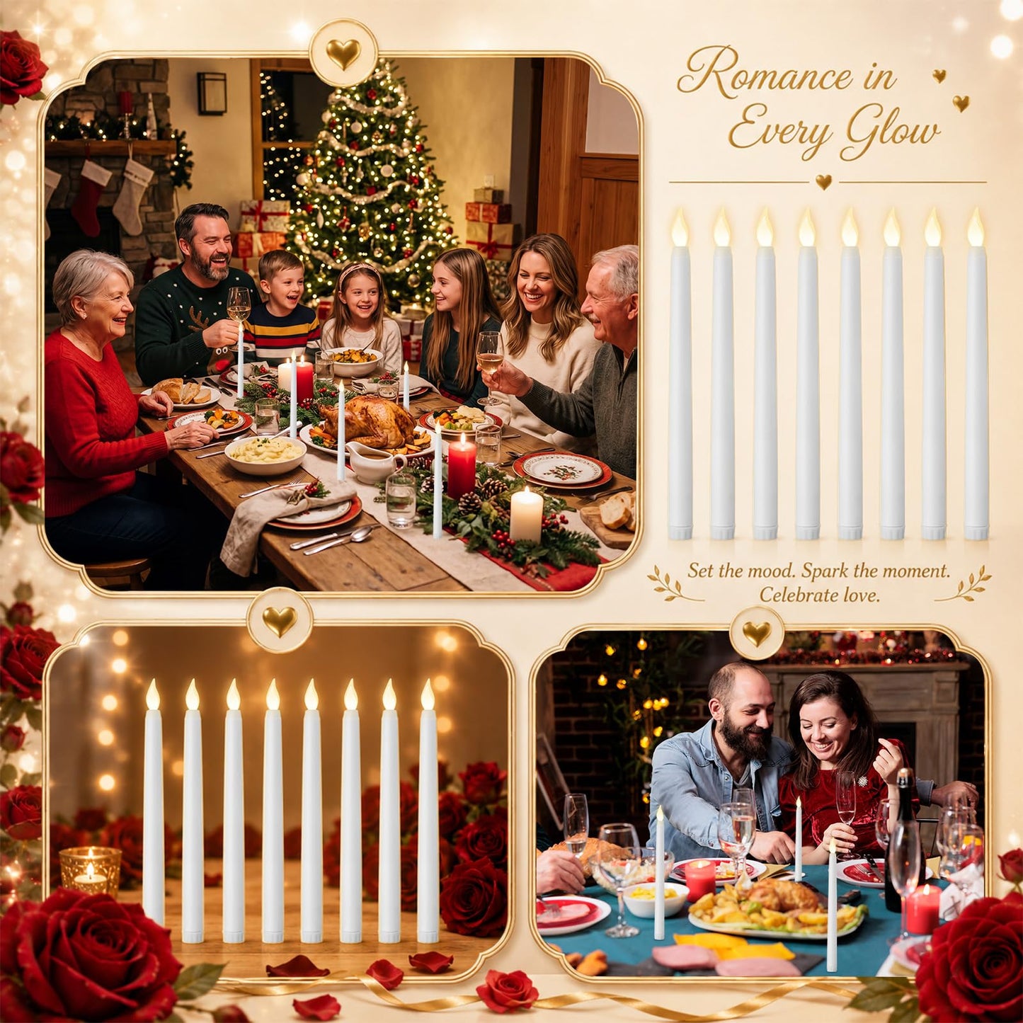 Baquler 200 Pcs Flameless Taper Candles with Remote and Timer 11" Battery Operated Candlesticks LED Flickering Faux Candles Warm Light for Wedding Holiday Party Home Decor (White)