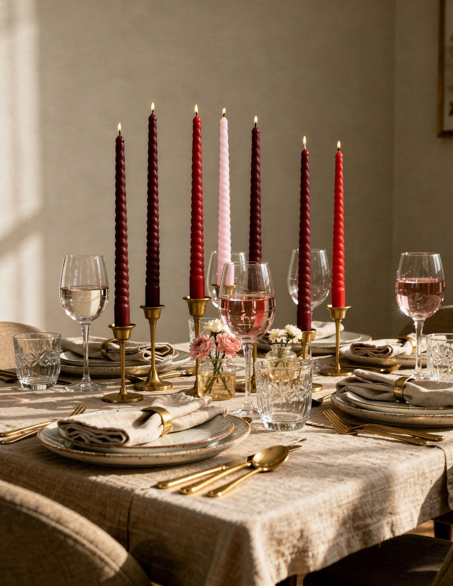 Viyffo 11 Inch Spiral Taper Candles, 4 Pack Red Gradient, Unscented Tall Long Candlesticks for Wedding, Dinner, Holiday Table Decor, Fits Most Standard Holders