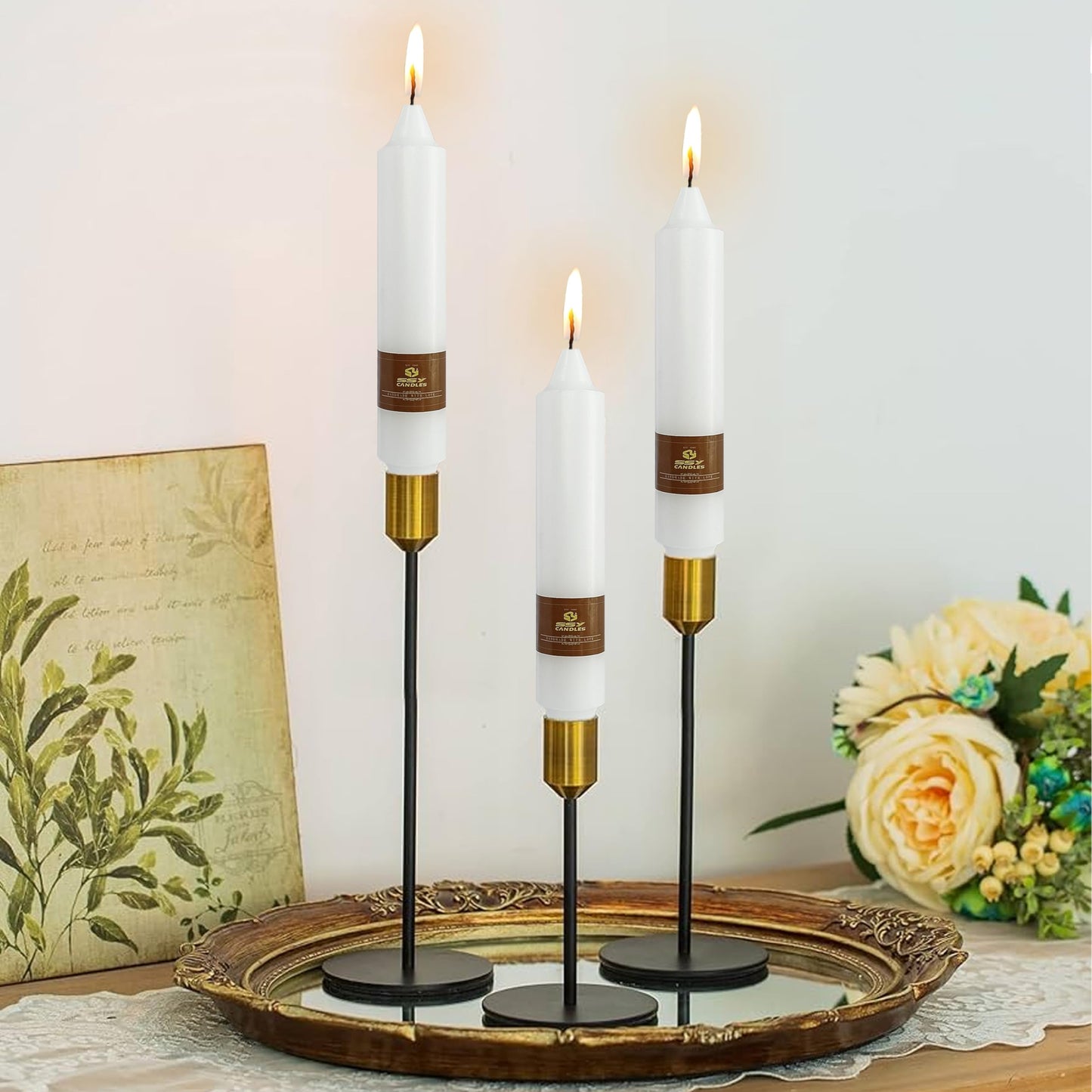 Short Taper Candle White Candlesticks 7 INCH Short Candle Sticks Chime Unscented Smokeless Candles Odorless Candle for Halloween Christmas Home Décor Weddings Festive Seasons Holiday