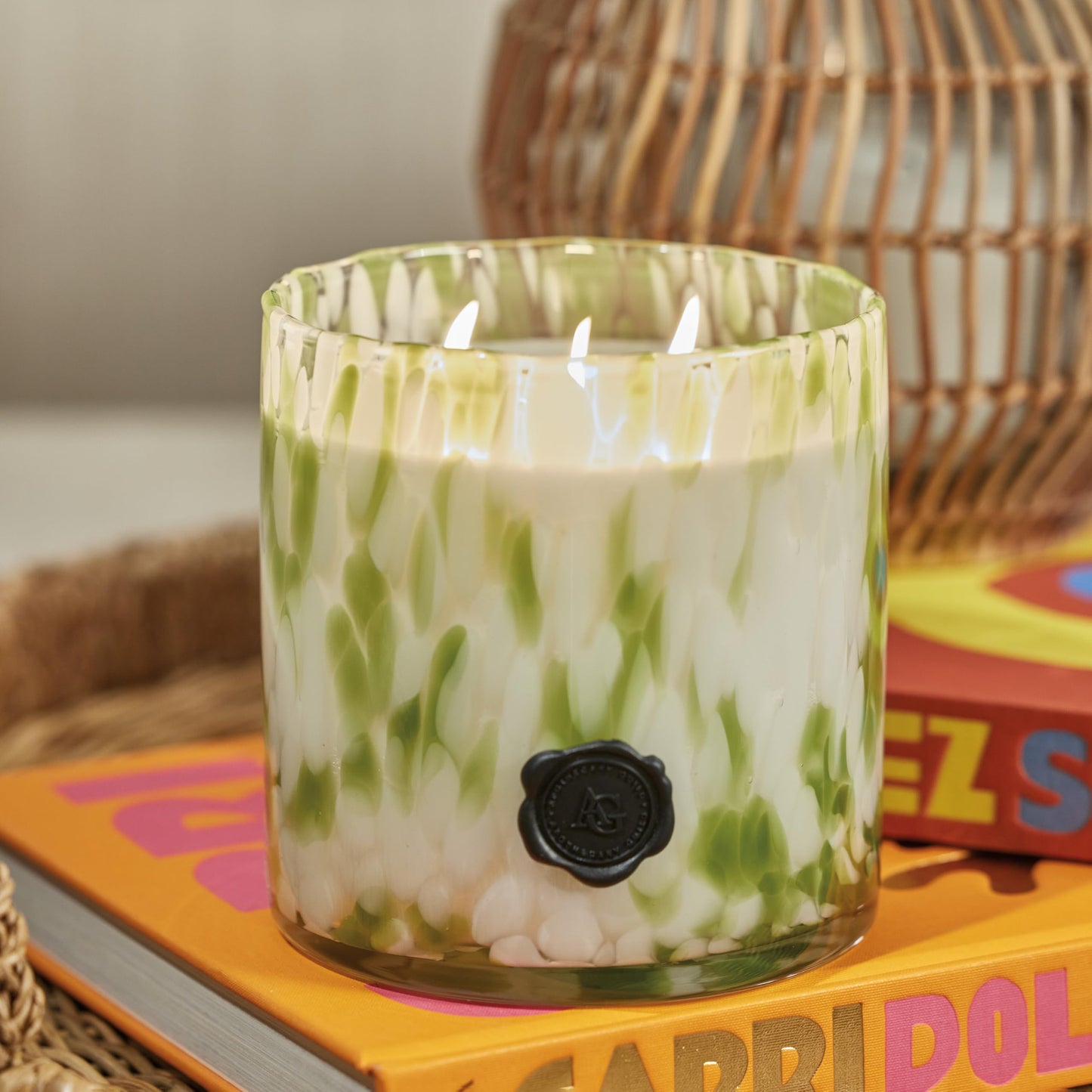 Zodax Apothecary Guild Scented Opal Glass Jar Candle- 50 oz/3-Wick - Sicilian Lemon Bergamot