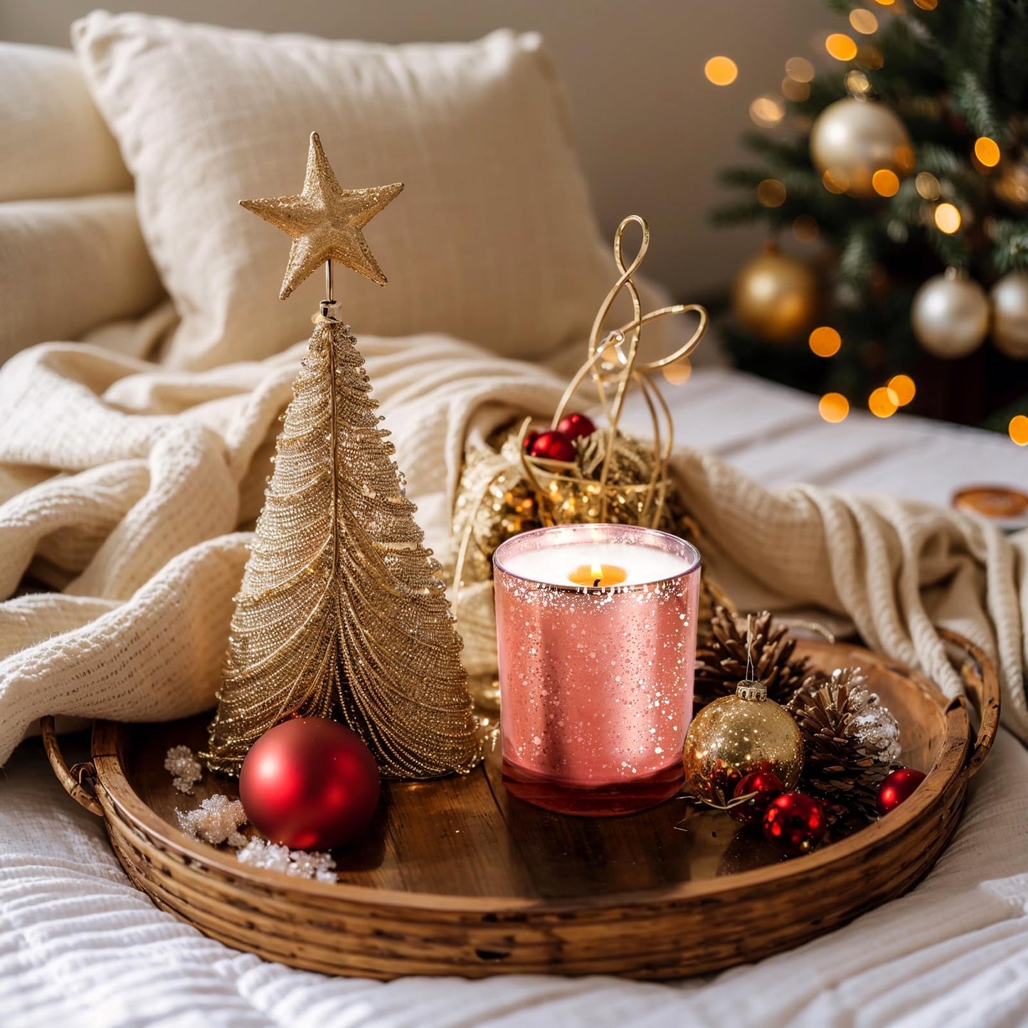SHOWIN 10 OZ Thick Candle Jars for Making Candles 15 Pcs, Empty Jars with Wood Lids for Candle Making, Sample Container, Rose Gold