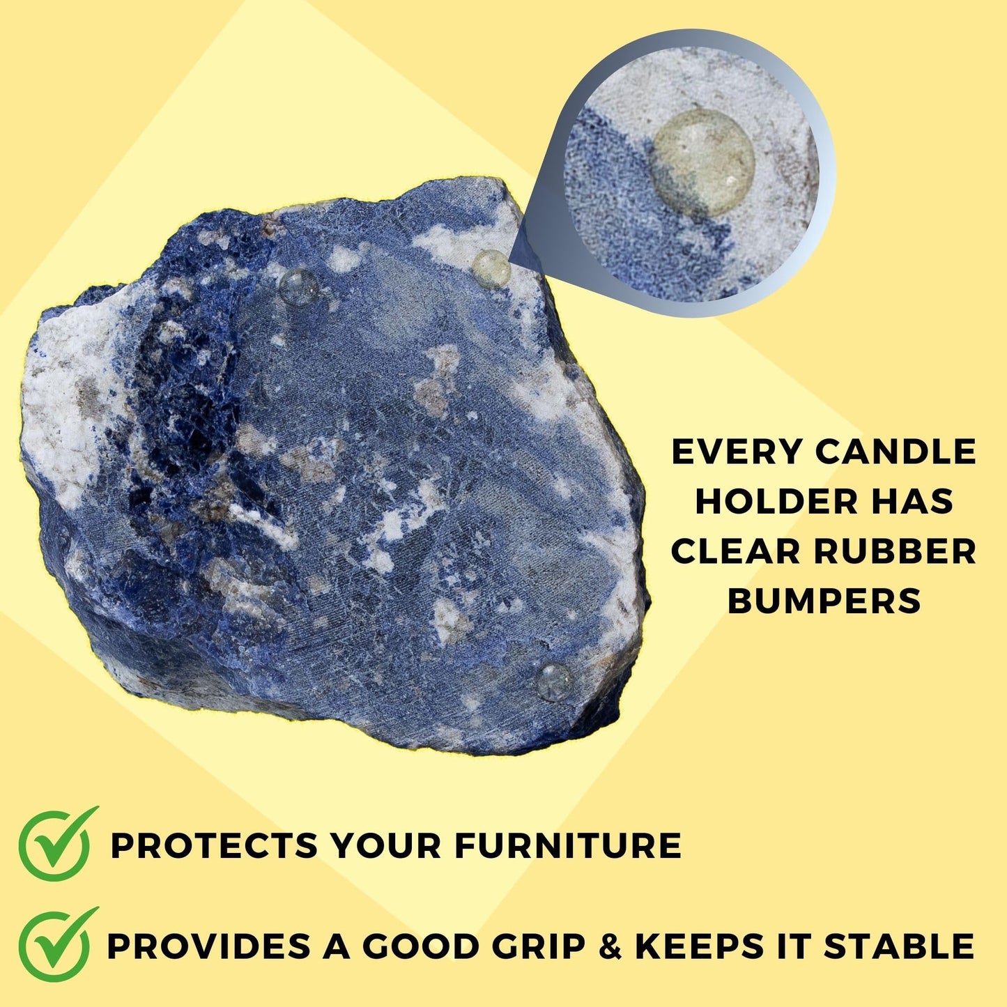 Nature’s Decorations Sodalite Votive Tealight Holder - Blue Candle Holder for Side Tables, Countertops, Living Room, & Gifting - Rectangle Sodalite Candleholder (3” x 3” x 1.5”)