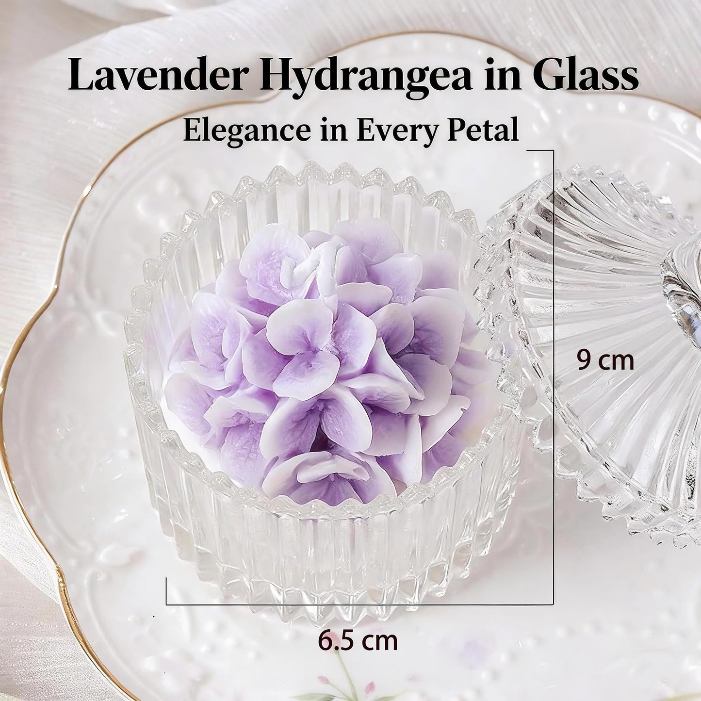 Hydrangea Flower Scented Candle in Glass Jar,230G Realistic Purple Flower Design,Natural Soy Wax Essential Oils Aroma Decorative Candle for Valentine's Day,Mother’s Day Gift & Aesthetic Spaces