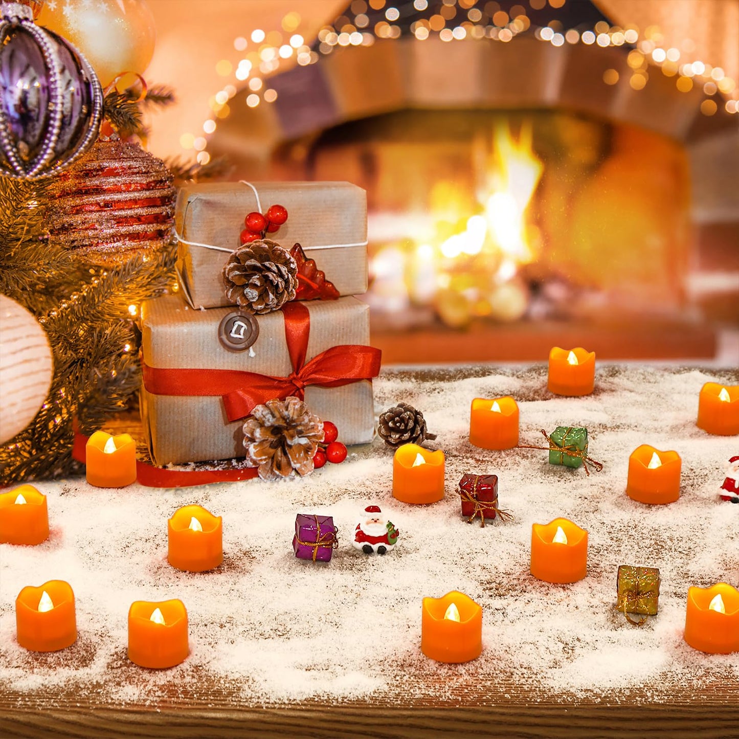 Topstone Halloween Orange Led Tealight with 4/6/8 H Timer,Remote Control Flameless Candle,Battery Powered Fake Candles,Electric Votive Candle,Pack of 12