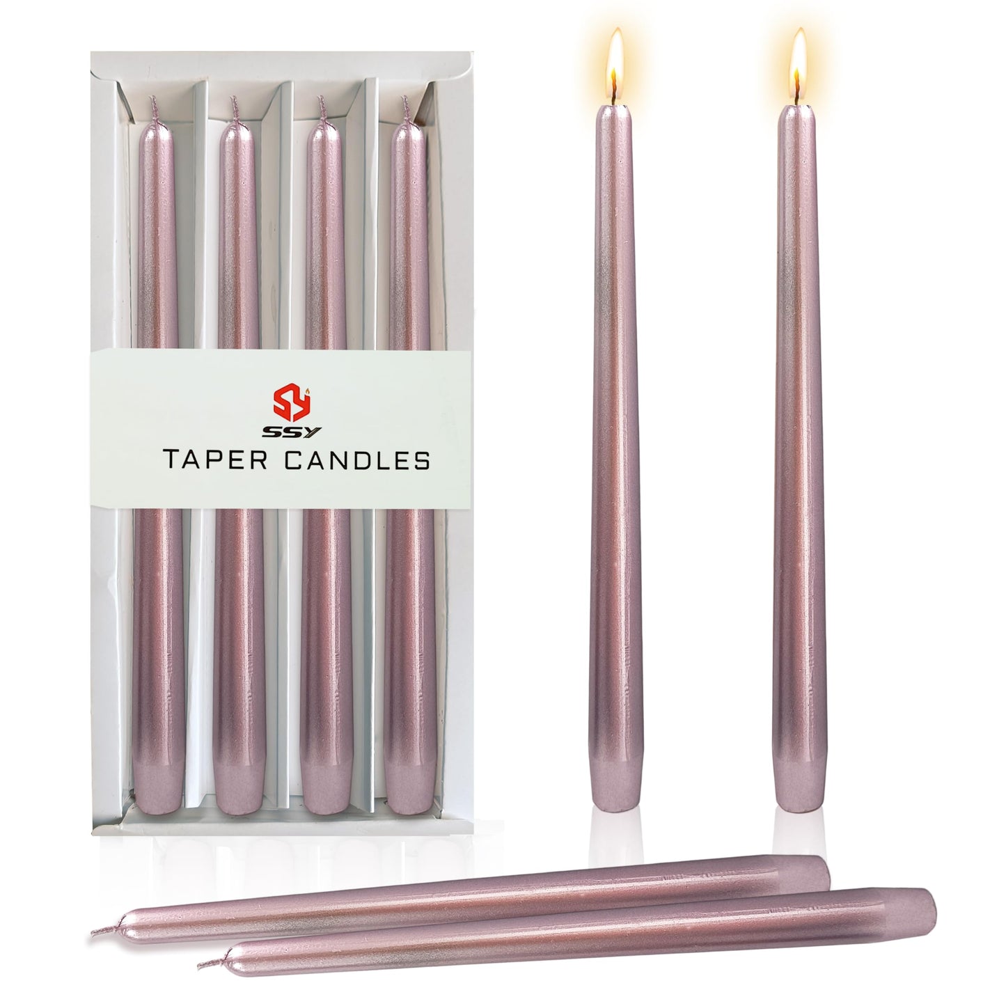 10 Inch Metal Purple Taper Candles Set of 4, Handmade Tapered Candles, Unscented Candle Stick Candlesticks for Wedding Table Party Home Decor