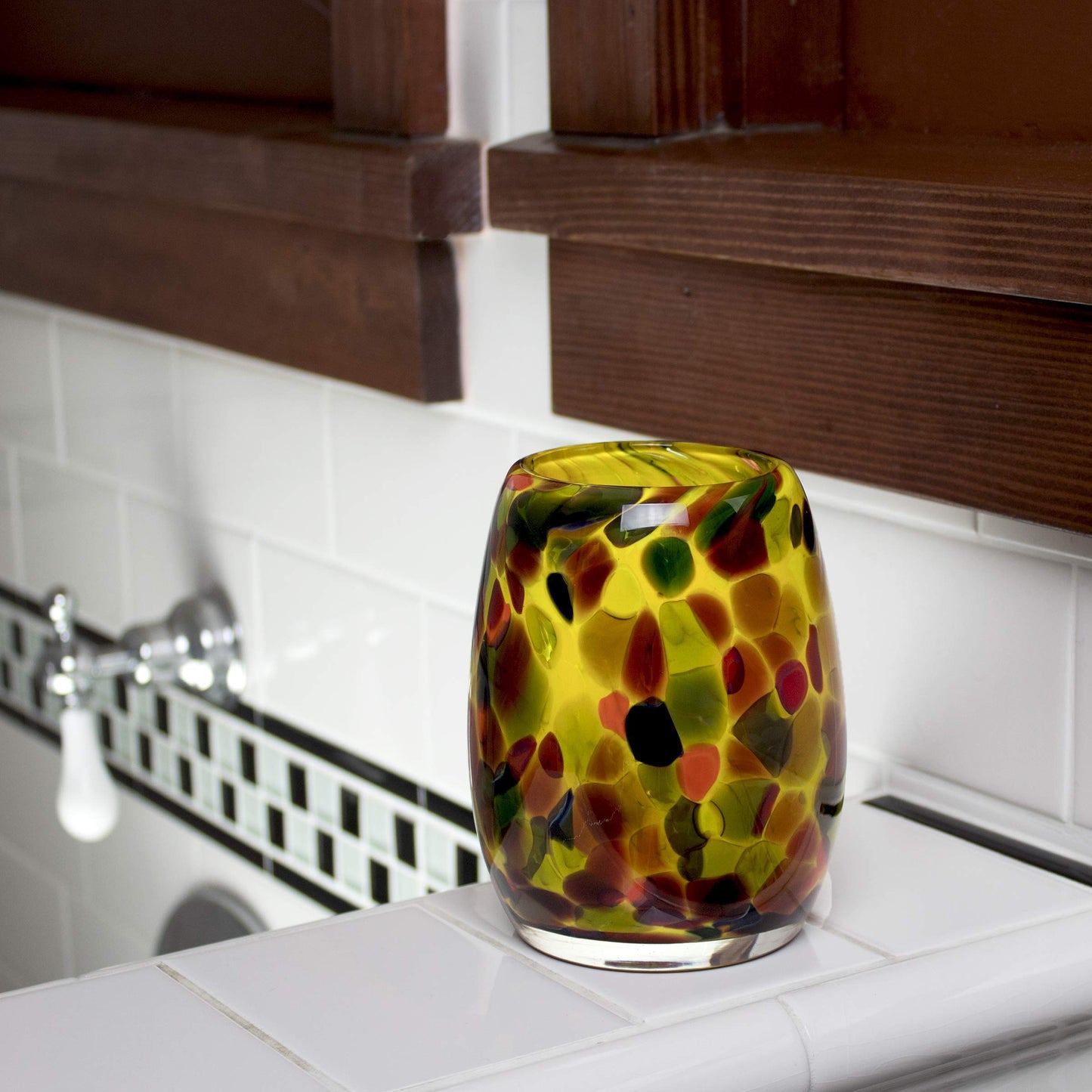 Totally Blown Glassworks Votive Candle Holder, Handmade Blown Glass, Accent Vase, Centerpiece, Home Decor, Artist Dehanna Jones, Seattle, WA. (Yellow MM Brick Road)