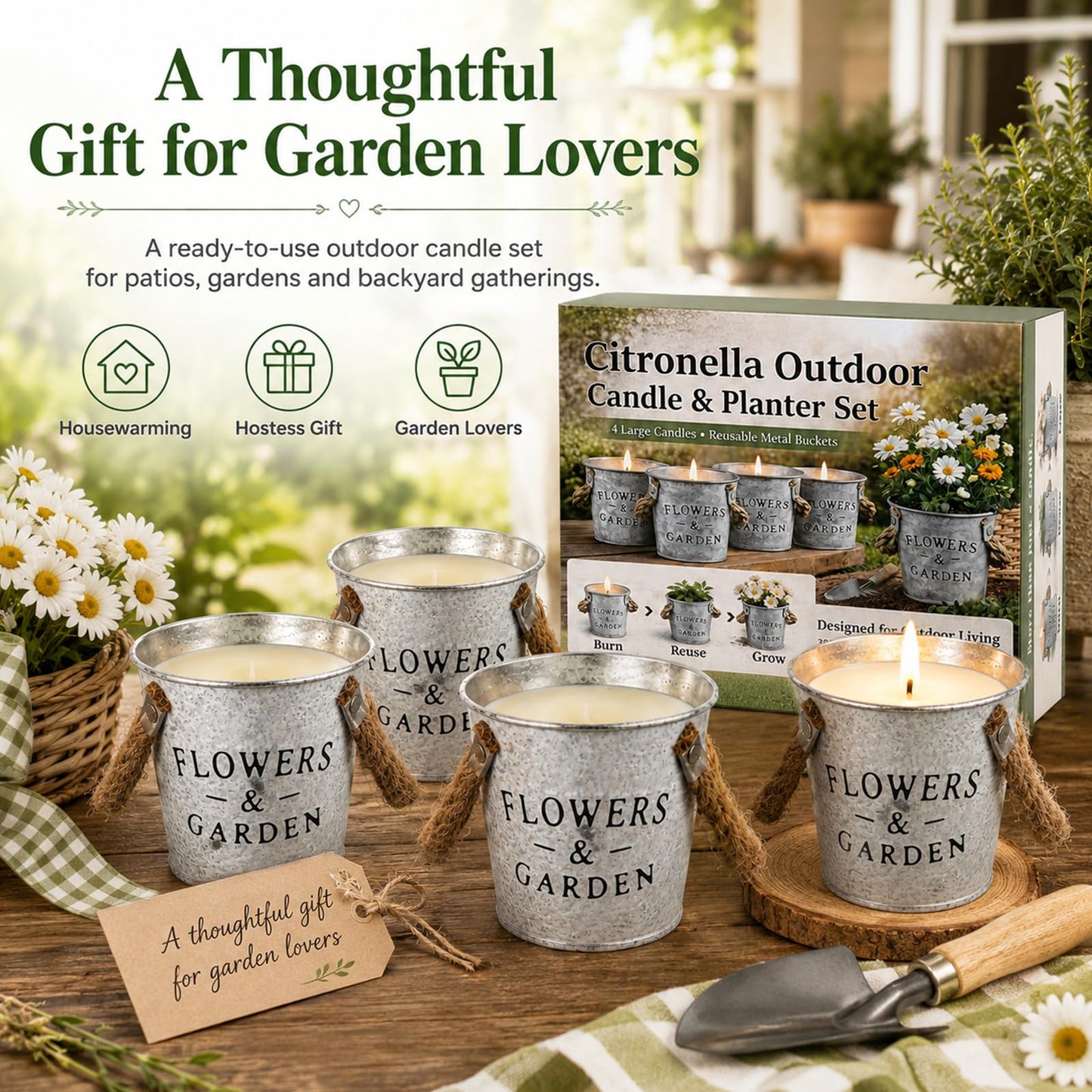 Citronella Candles Outdoor, 50oz Citronella Candle for Patio, Garden, Yard, Balcony Backyard & Camping,Total 300Hours Burning Large Summer Outdoor Candles 4 Pack