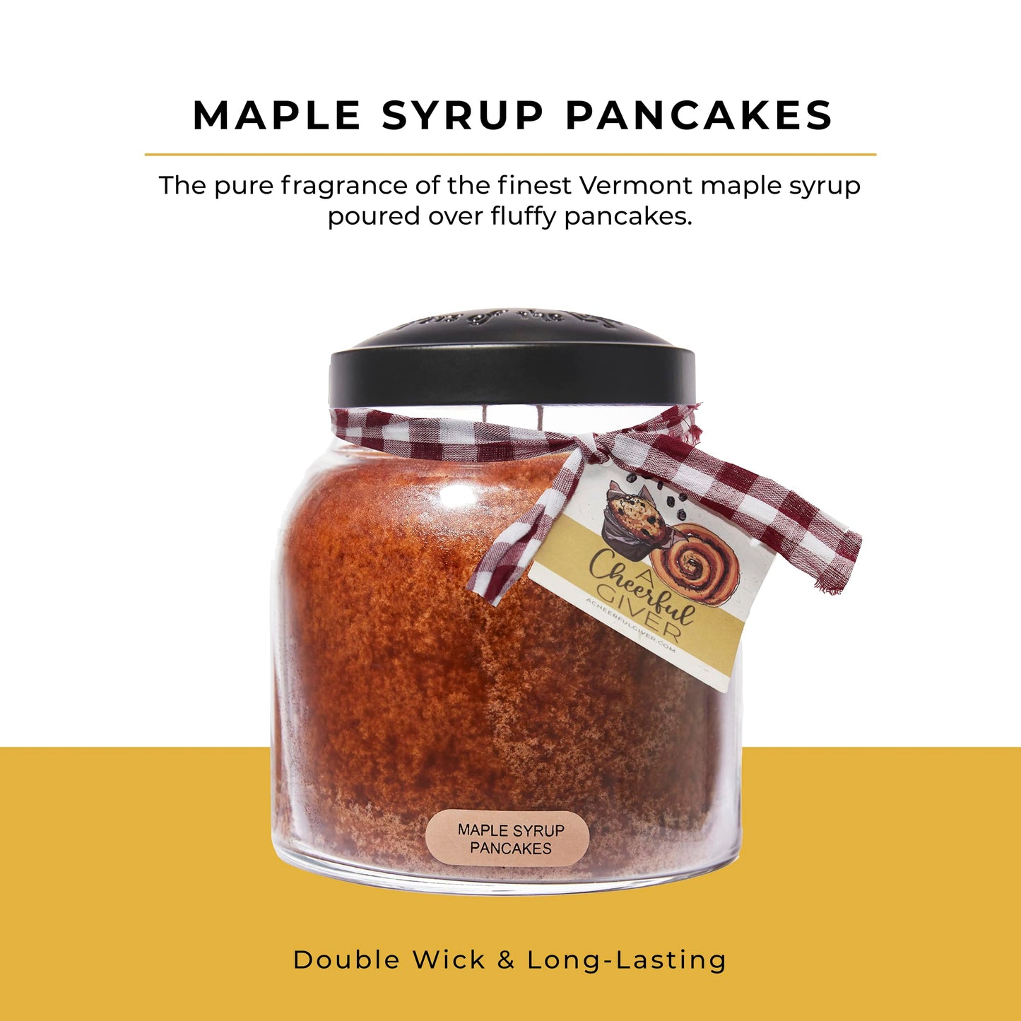 A Cheerful Giver - Maple Syrup Pancakes - 34oz Papa Scented Candle Jar with Lid - Keepers of the Light - 155 Hours of Burn Time, Gift for Women, Brown