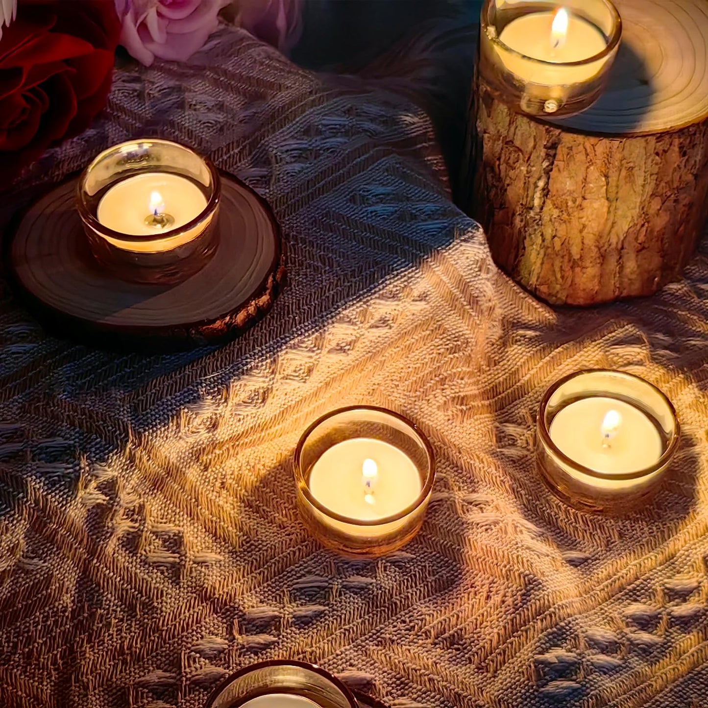 GOLDEAL 30 Pcs Gold Glass Small Tealight Candle Holders-Tea Candle Holders Bulk - Perfect for Weddings, Parties, Dinners - Ideal for 1.5" Standard Tealights and Candle Moulds…