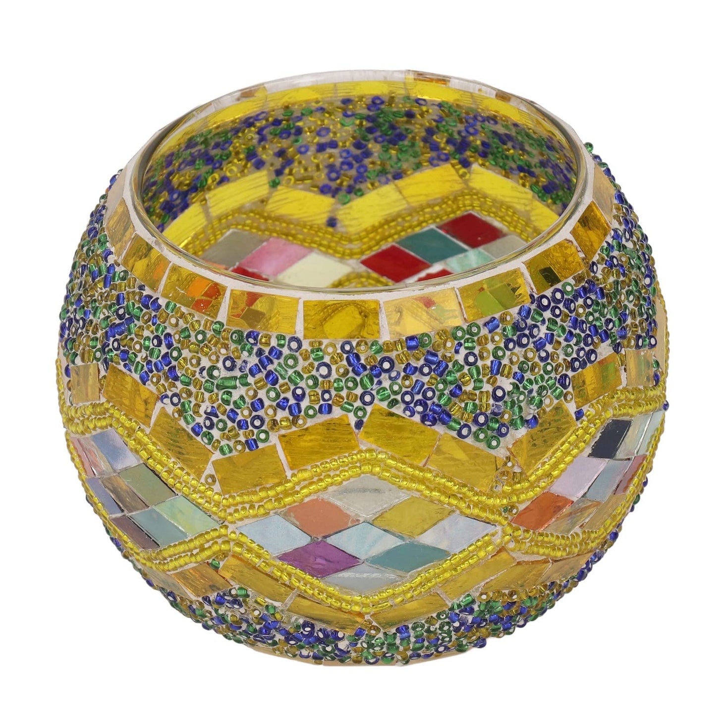 BEIJIALY Glass Votive Candle Holder, Mosaic Tealight Candle Holder Beautiful Romantic European Style Glass Candlestick Holder for Wedding Decoration