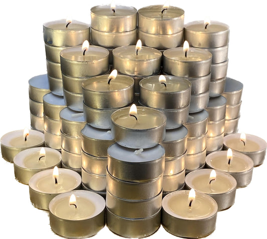 Generic Premium European Wax Tea Light Candles - Bulk Pack of 100 | Long-Lasting, Smokeless & Dripless | Ideal for Weddings, Romantic Nights & Home Decor (100 of Pack), White
