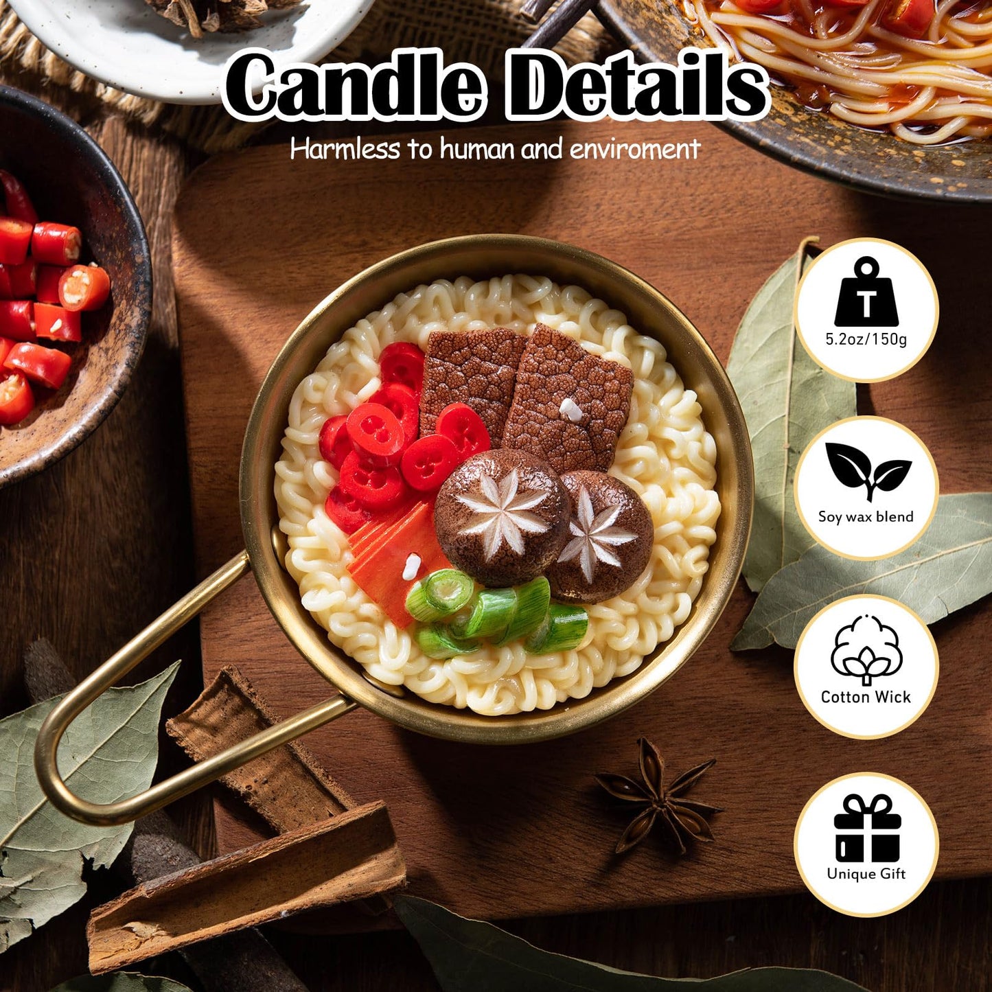 Ramen Noodles Vegetable Wax Candle for Friend Yourself Gift
