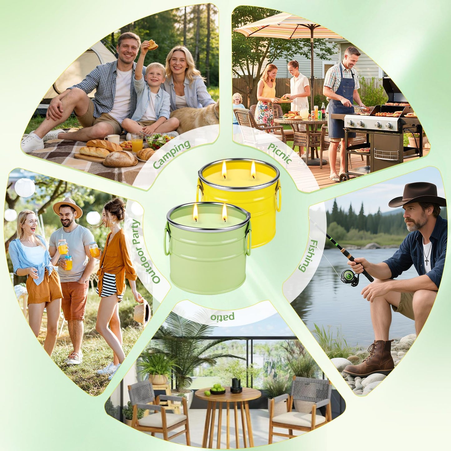 Citronella Candles Outdoor,2 Pack 20oz Large Soy Wax Lemongrass Candles,Summer Outside Decorative Jar Scented Candles for Outdoor Patio,Garden,Balcony,Backyard & Camping