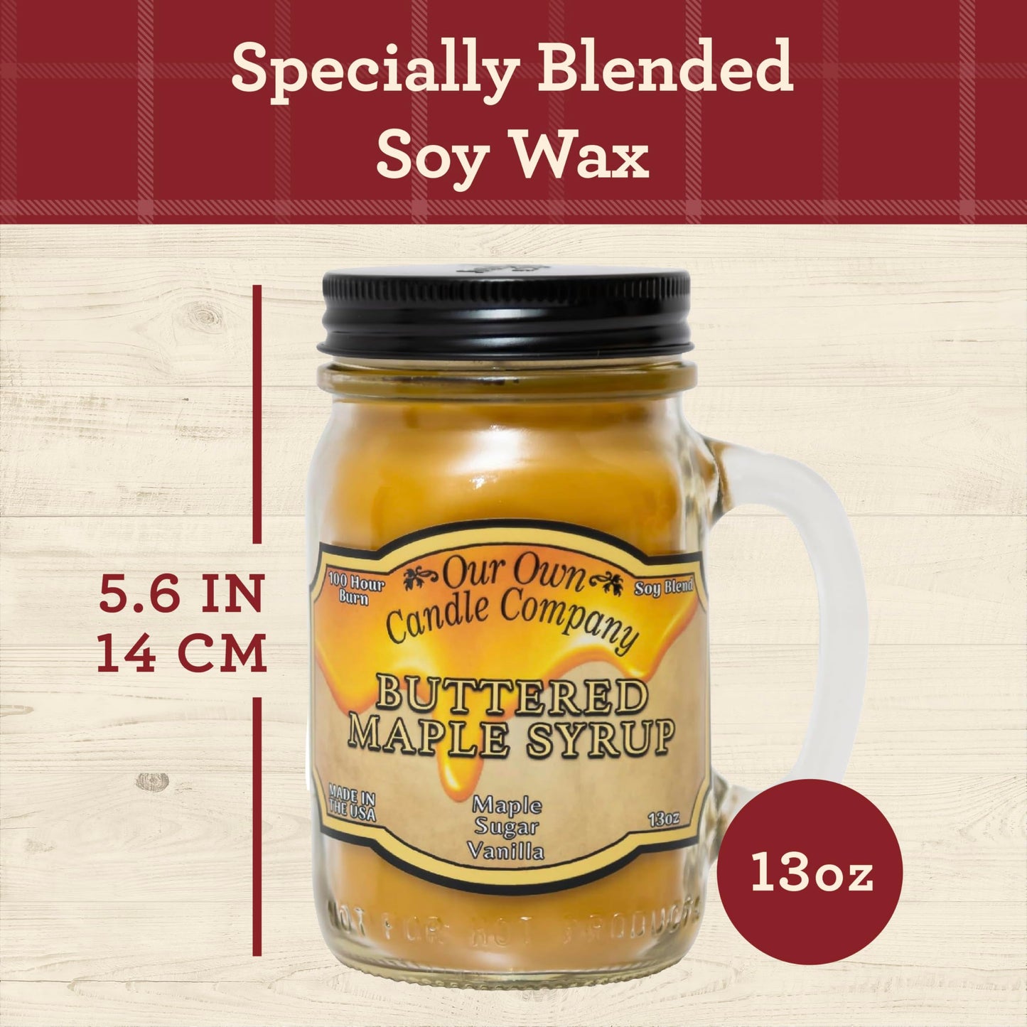 Our Own Candle Company Buttered Maple Syrup Scented 13 Ounce Mason Jar Candle