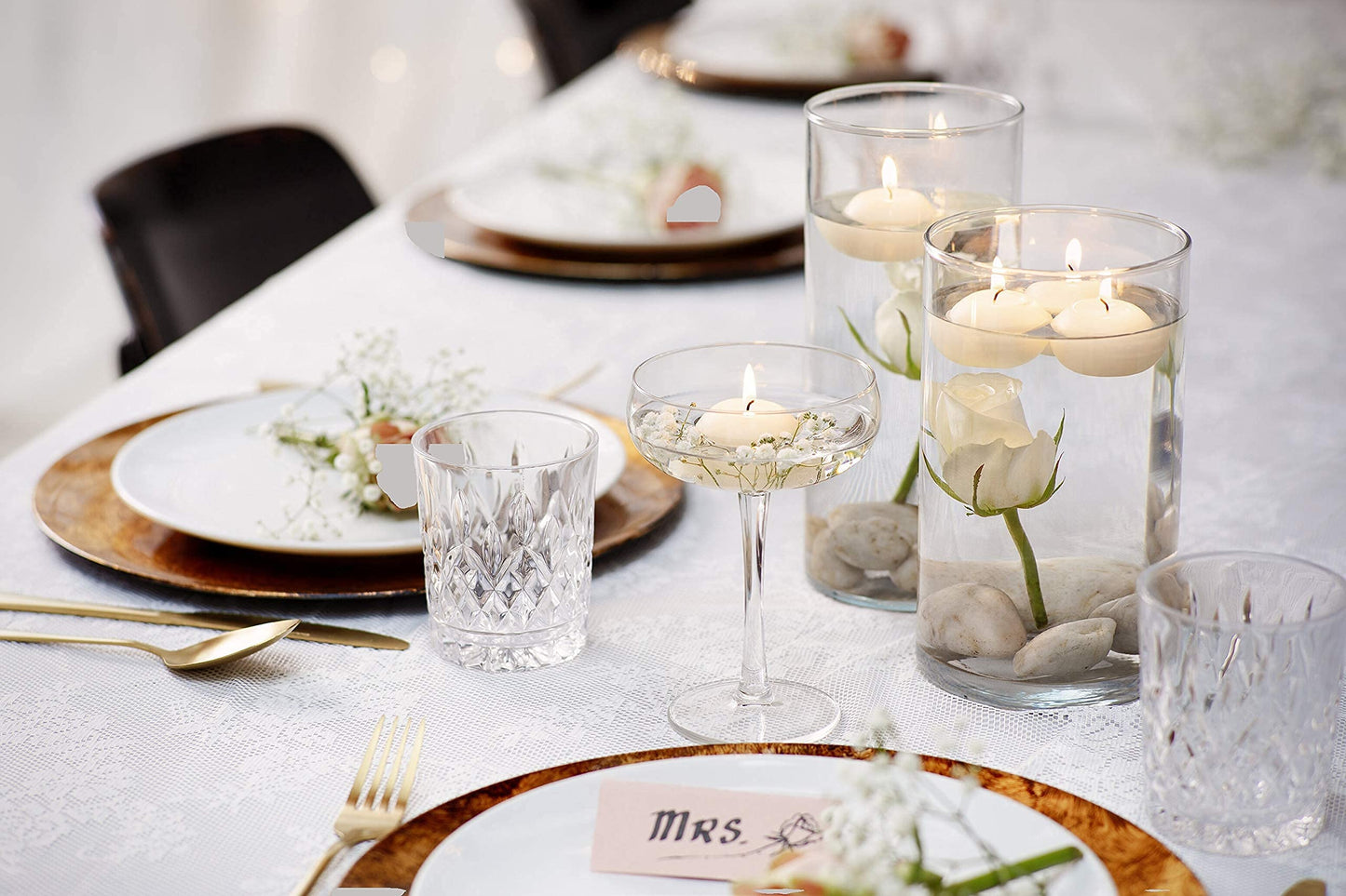 Bolsius Unscented 1.75" Floating Candles – Set of 60 Ivory Floating Candles – Cute and Elegant Burning Candles – Candles with Nice and Smooth Flame – Party Accessories
